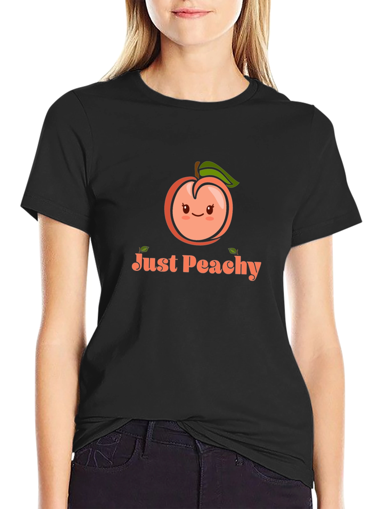 Just Peachy Graphic Tee - Black Cotton T-Shirt