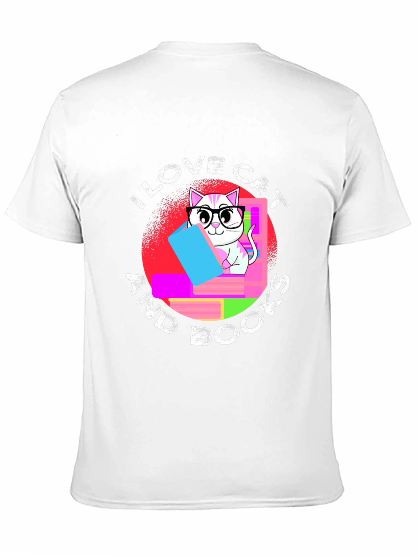 I Love Cat and Books T-Shirt Unisex Black Tee