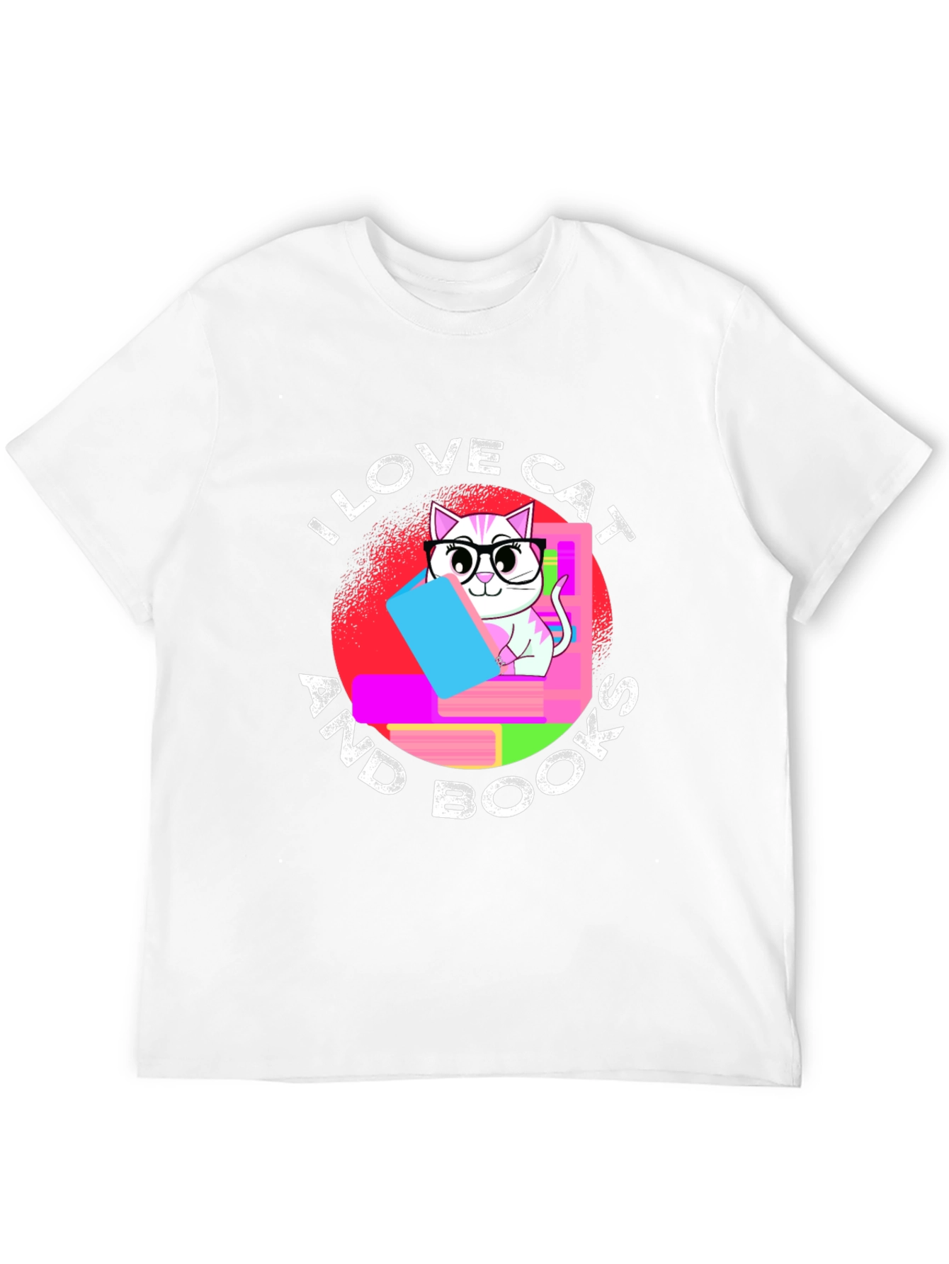 I Love Cat and Books T-Shirt Unisex Black Tee