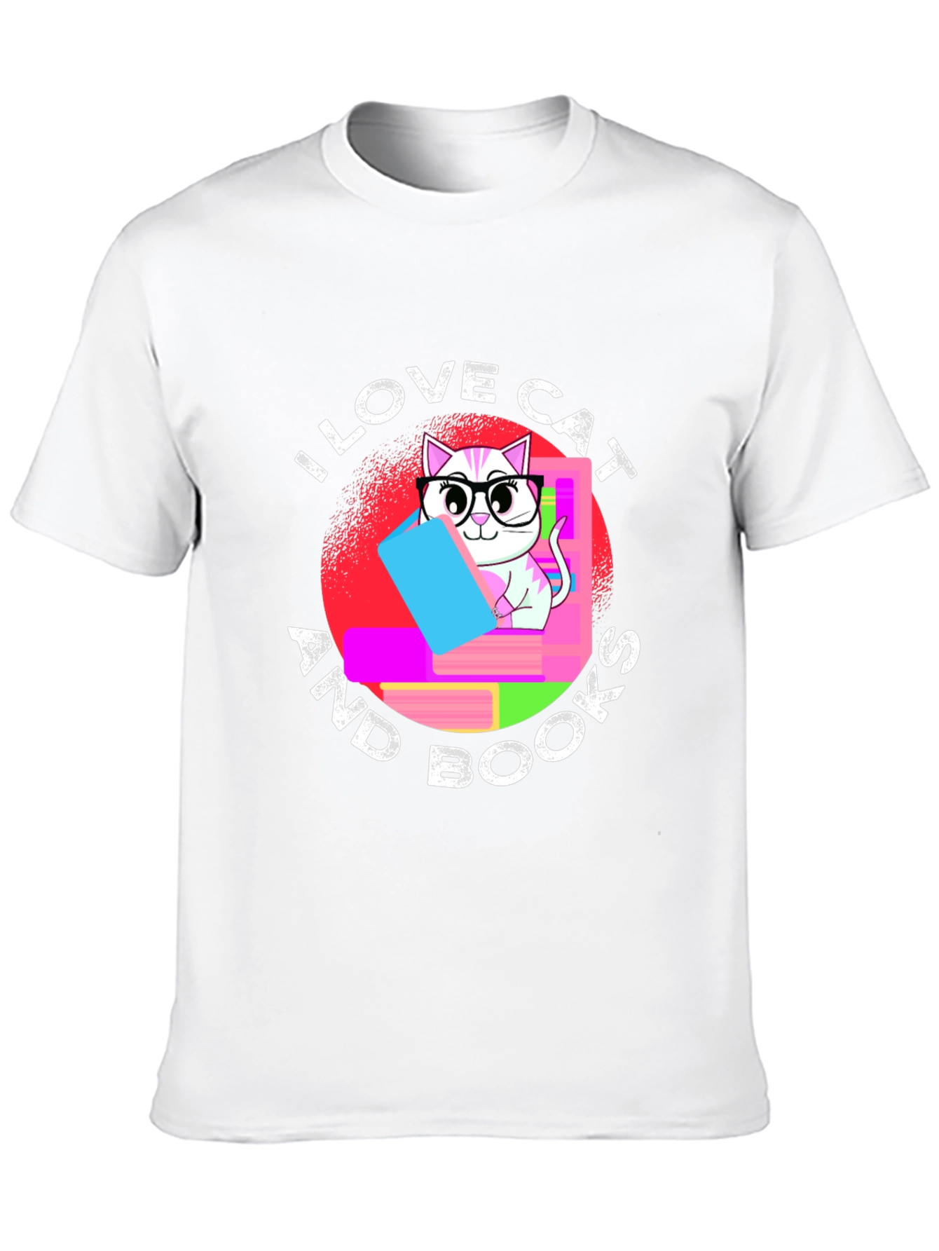 I Love Cat and Books T-Shirt Unisex Black Tee