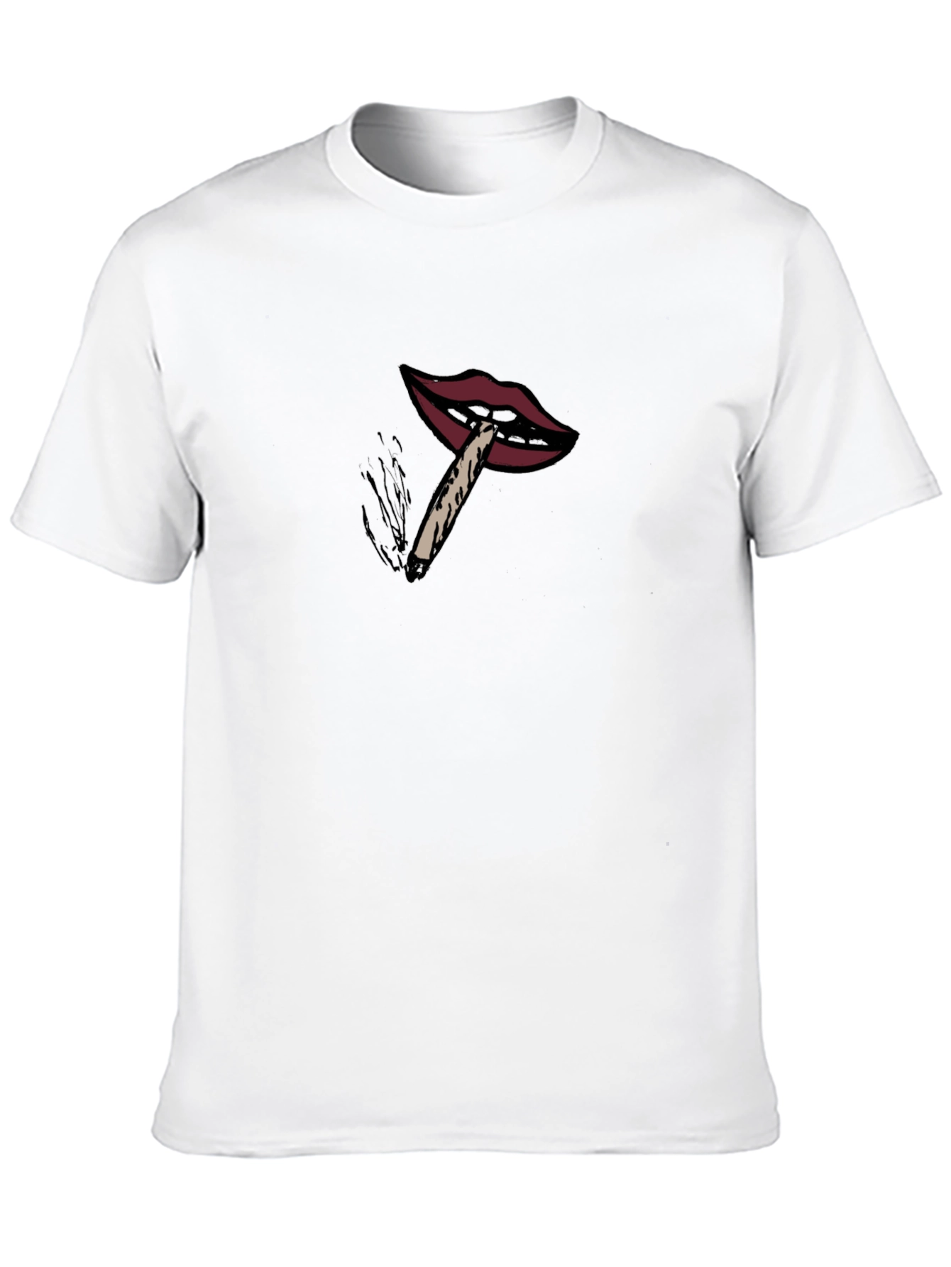 Lips Smoking Joint Graphic T-Shirt
