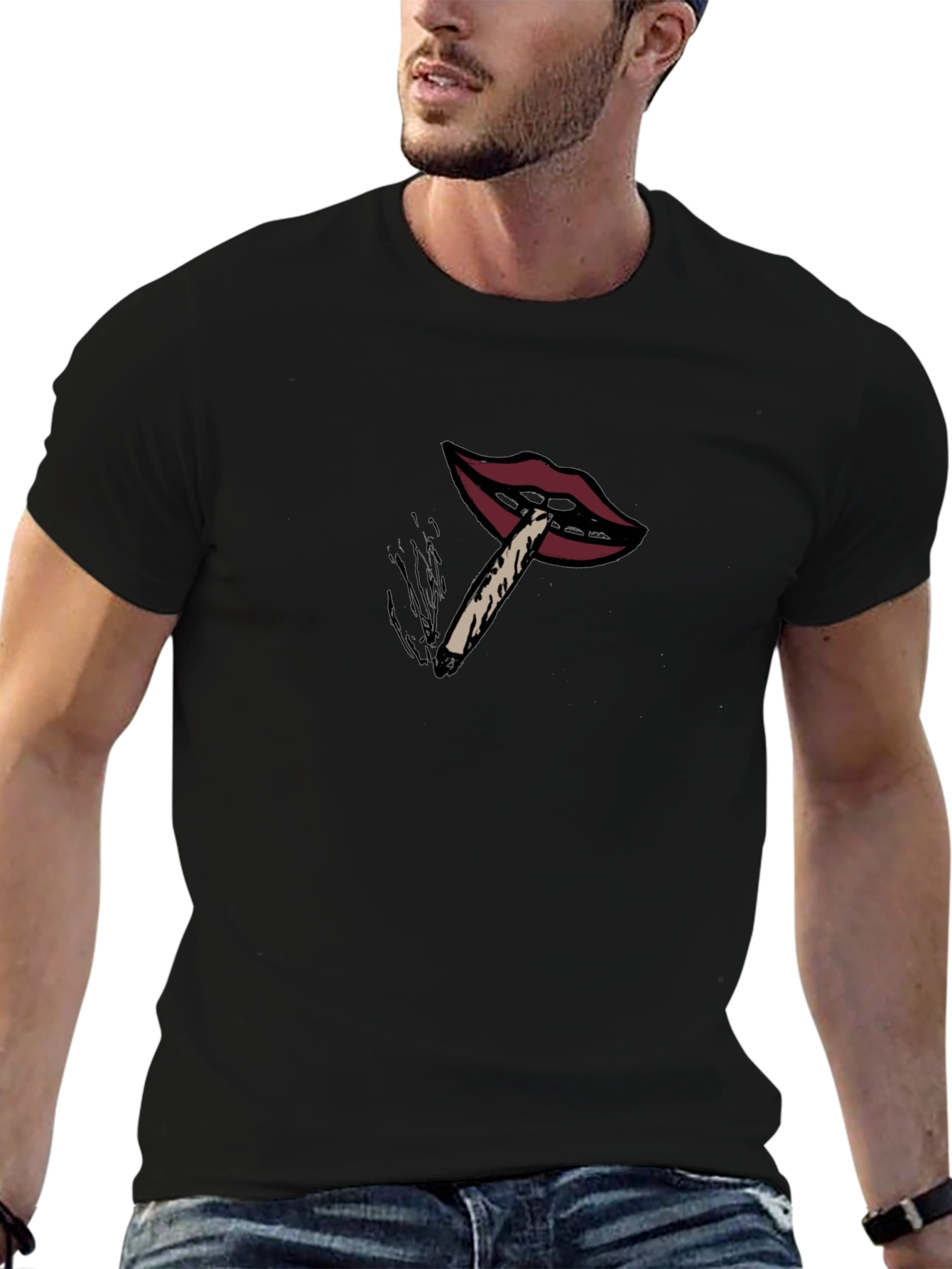 Lips Smoking Joint Graphic T-Shirt