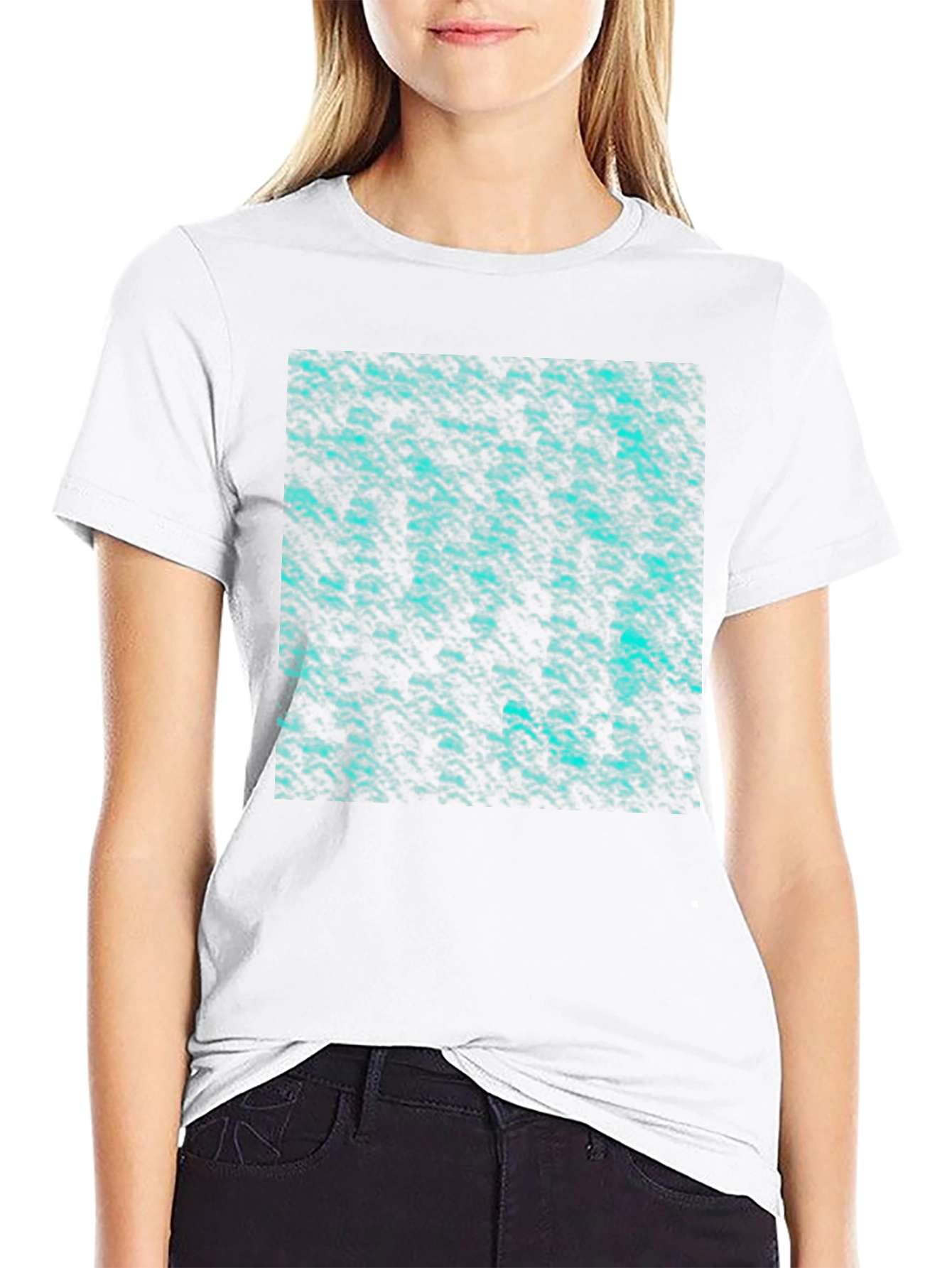 Abstract Teal Pattern Black T-Shirt