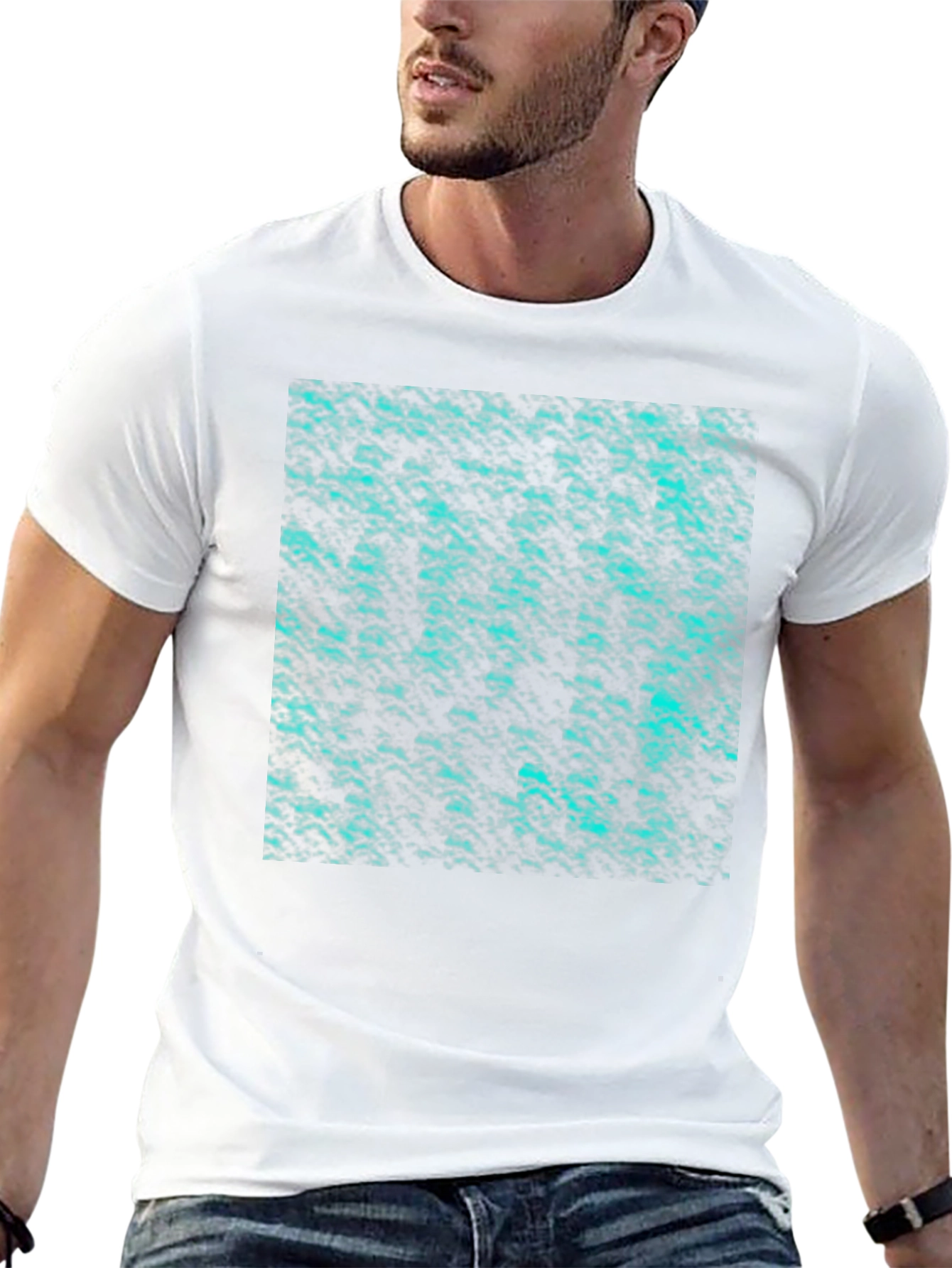 Abstract Teal Pattern Black T-Shirt