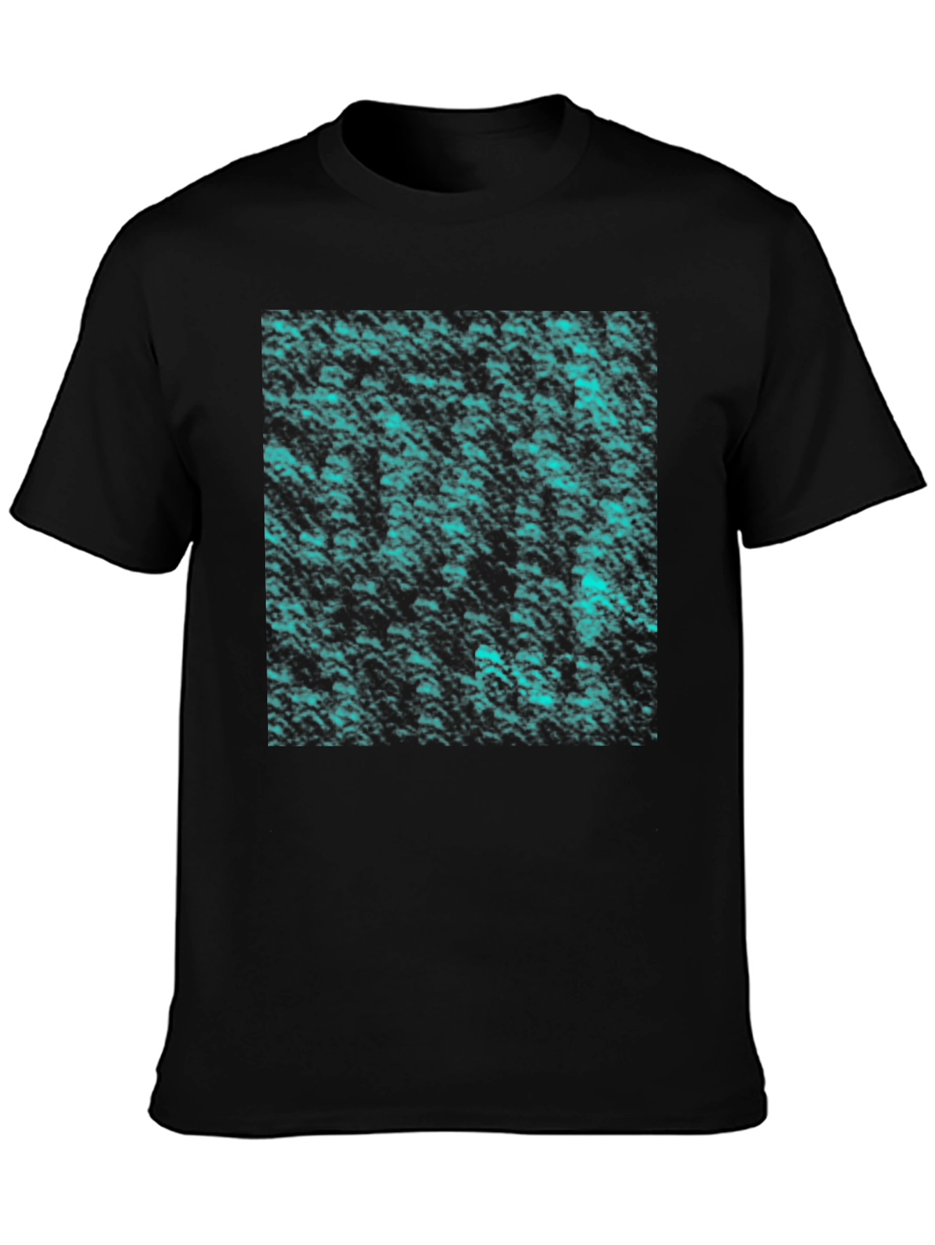 Abstract Teal Pattern Black T-Shirt