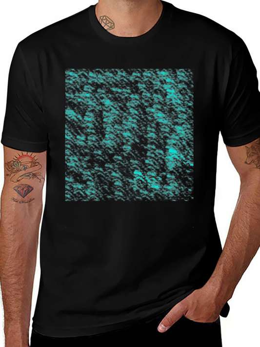 Abstract Teal Pattern Black T-Shirt