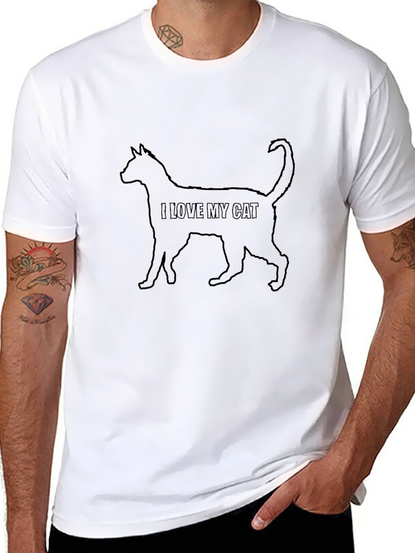 I Love My Cat Black T-Shirt