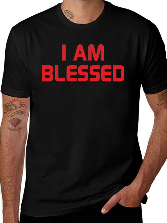 I AM BLESSED Graphic Tee - Black Cotton T-Shirt