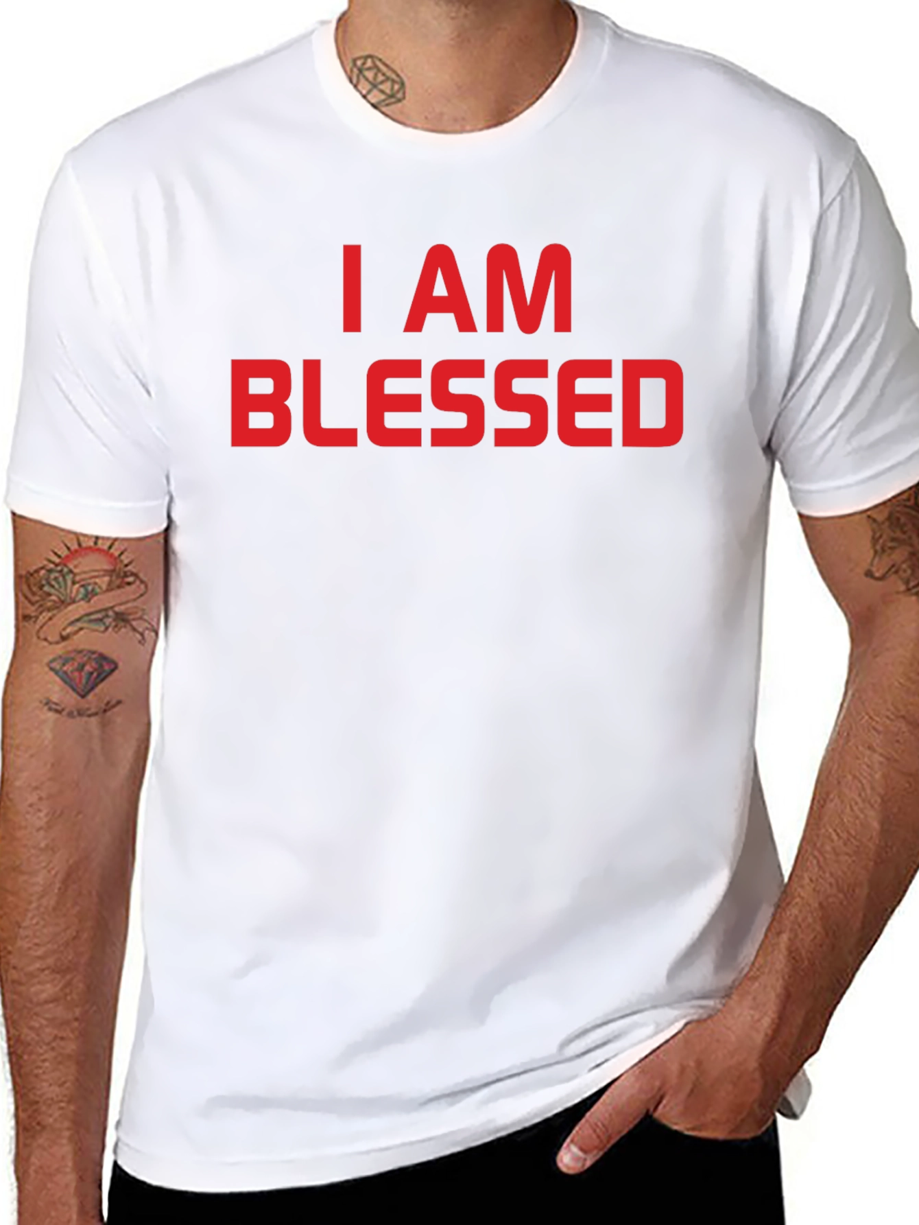 I AM BLESSED Graphic Tee - Black Cotton T-Shirt
