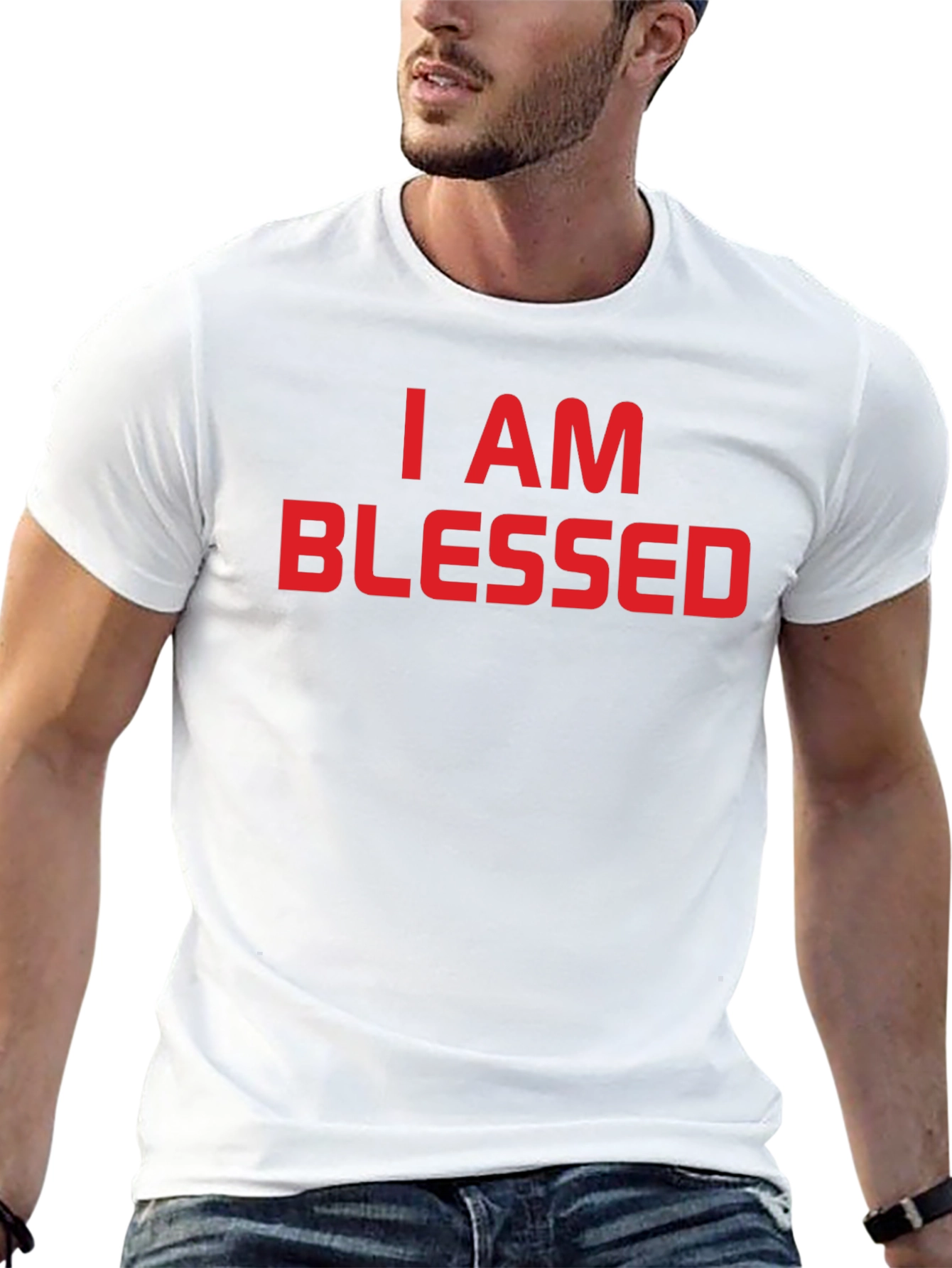 I AM BLESSED Graphic Tee - Black Cotton T-Shirt