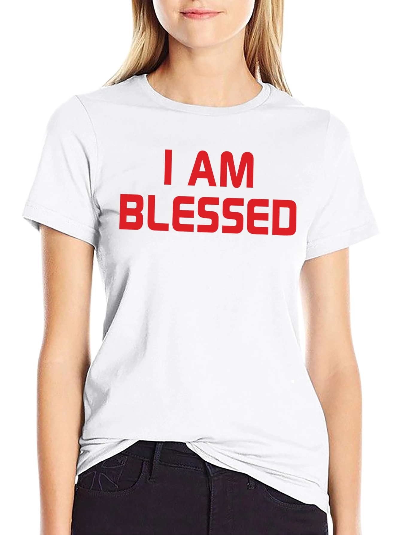 I AM BLESSED Graphic Tee - Black Cotton T-Shirt