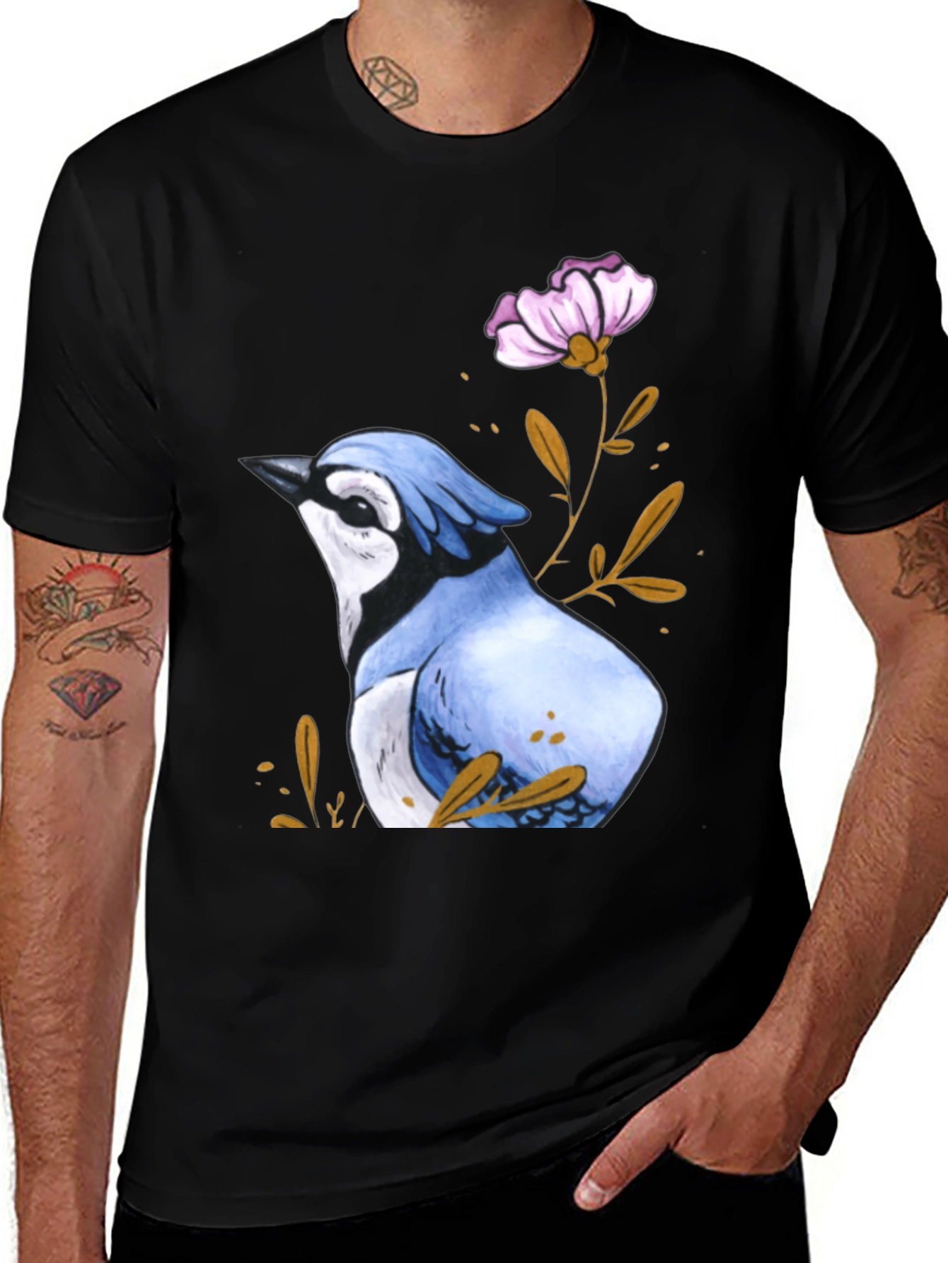 Blue Jay Flower T-Shirt