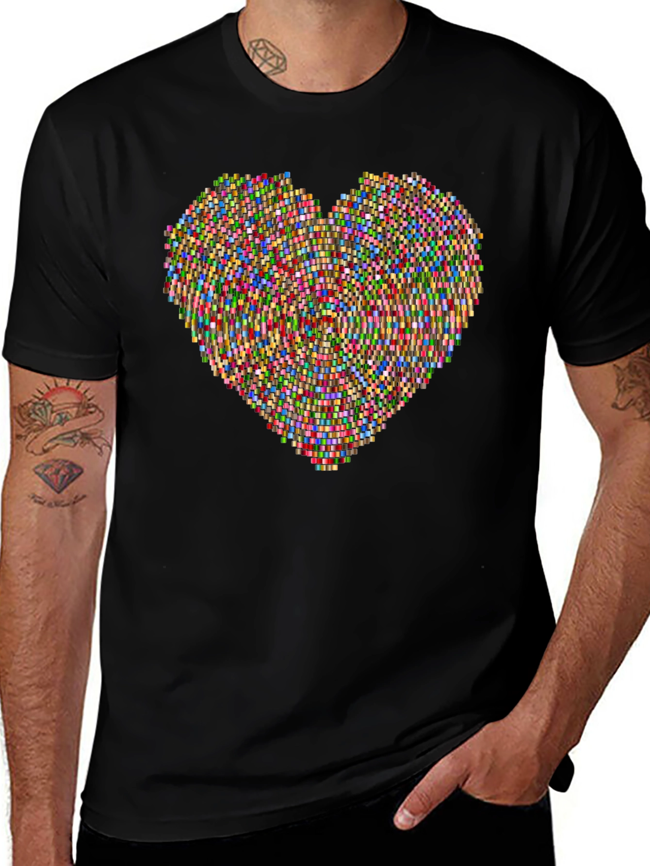 Mosaic Heart Tee - Unique Graphic Print Shirt
