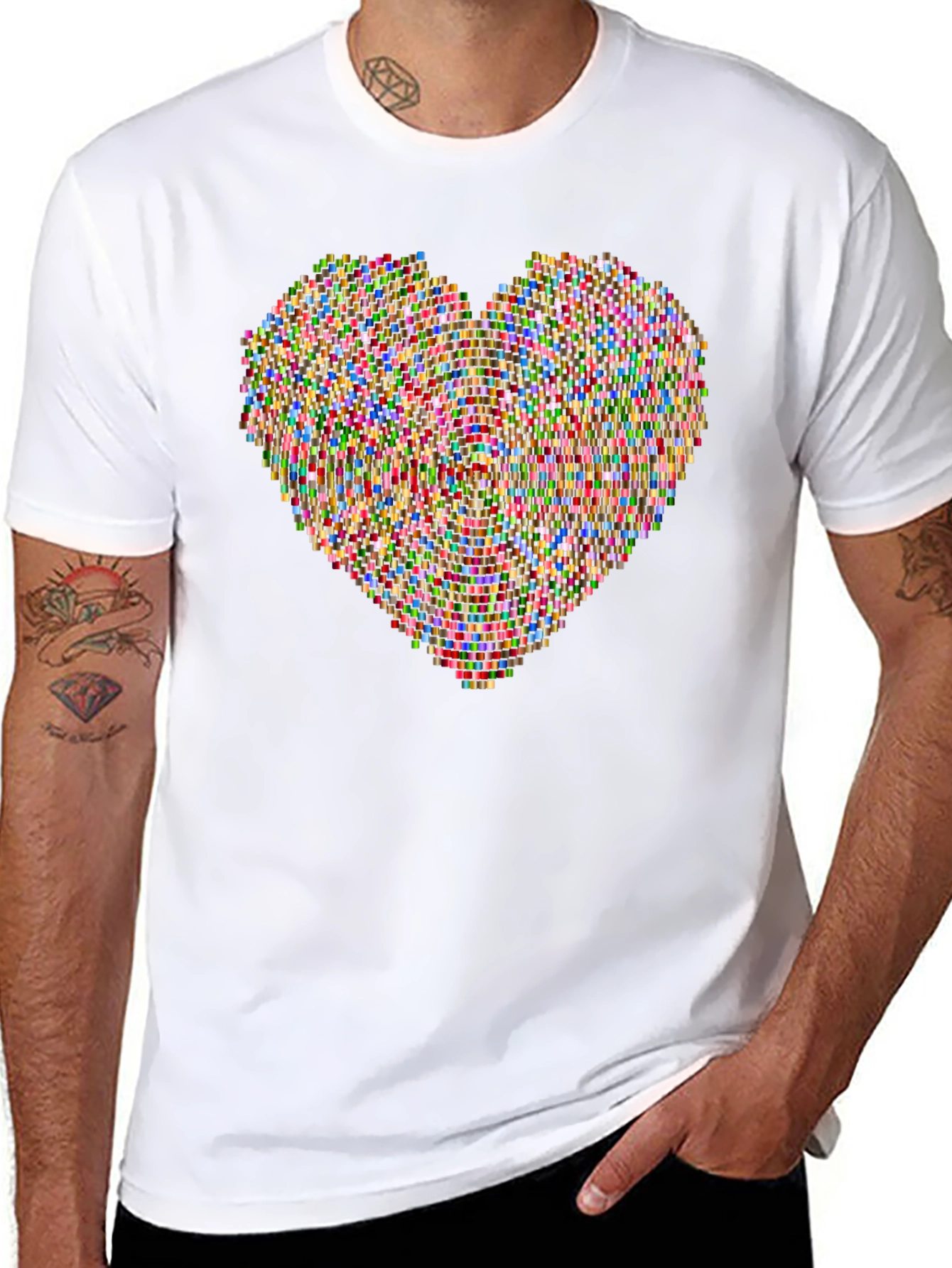 Mosaic Heart Tee - Unique Graphic Print Shirt