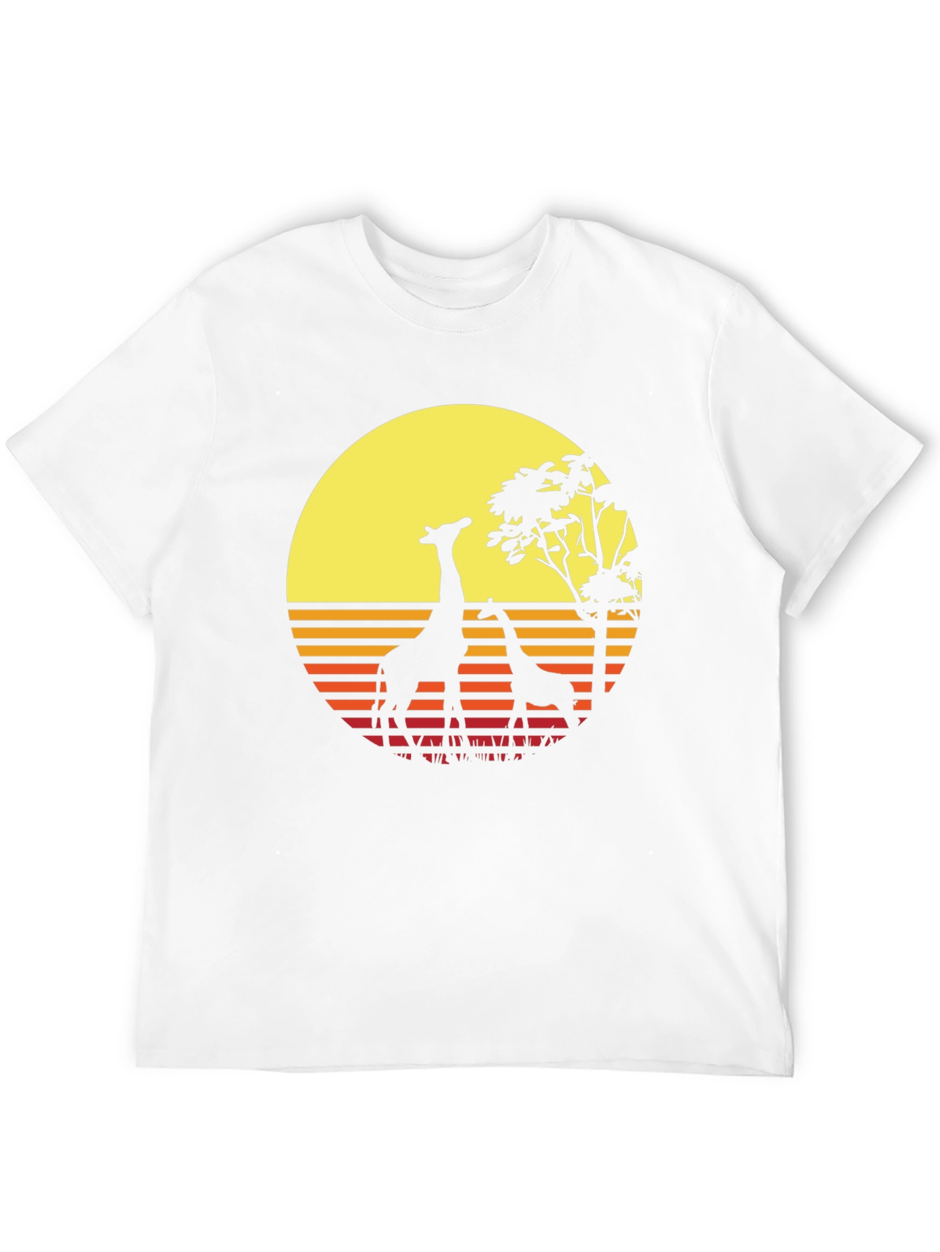Retro Giraffe Sunset T-Shirt - Black