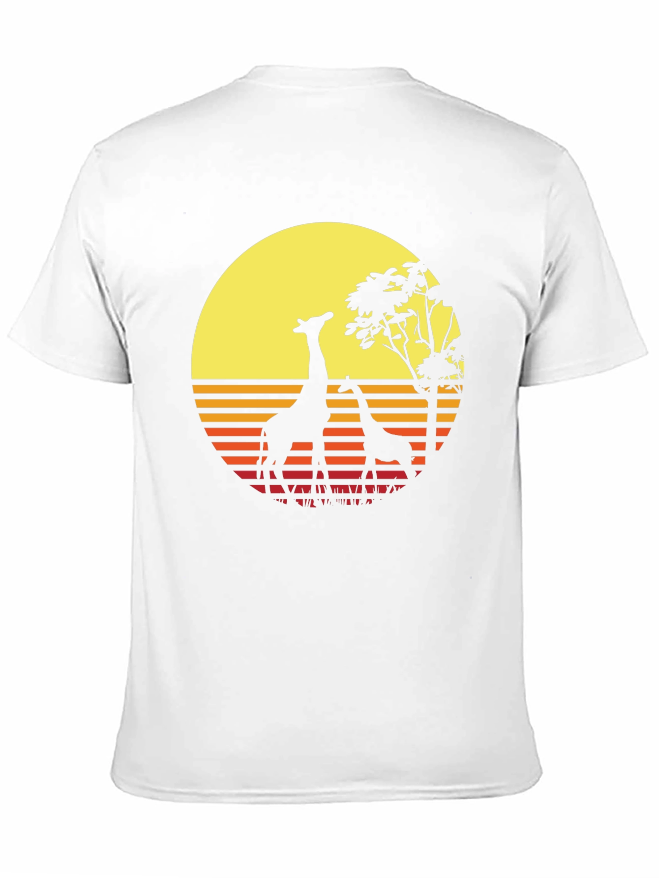 Retro Giraffe Sunset T-Shirt - Black