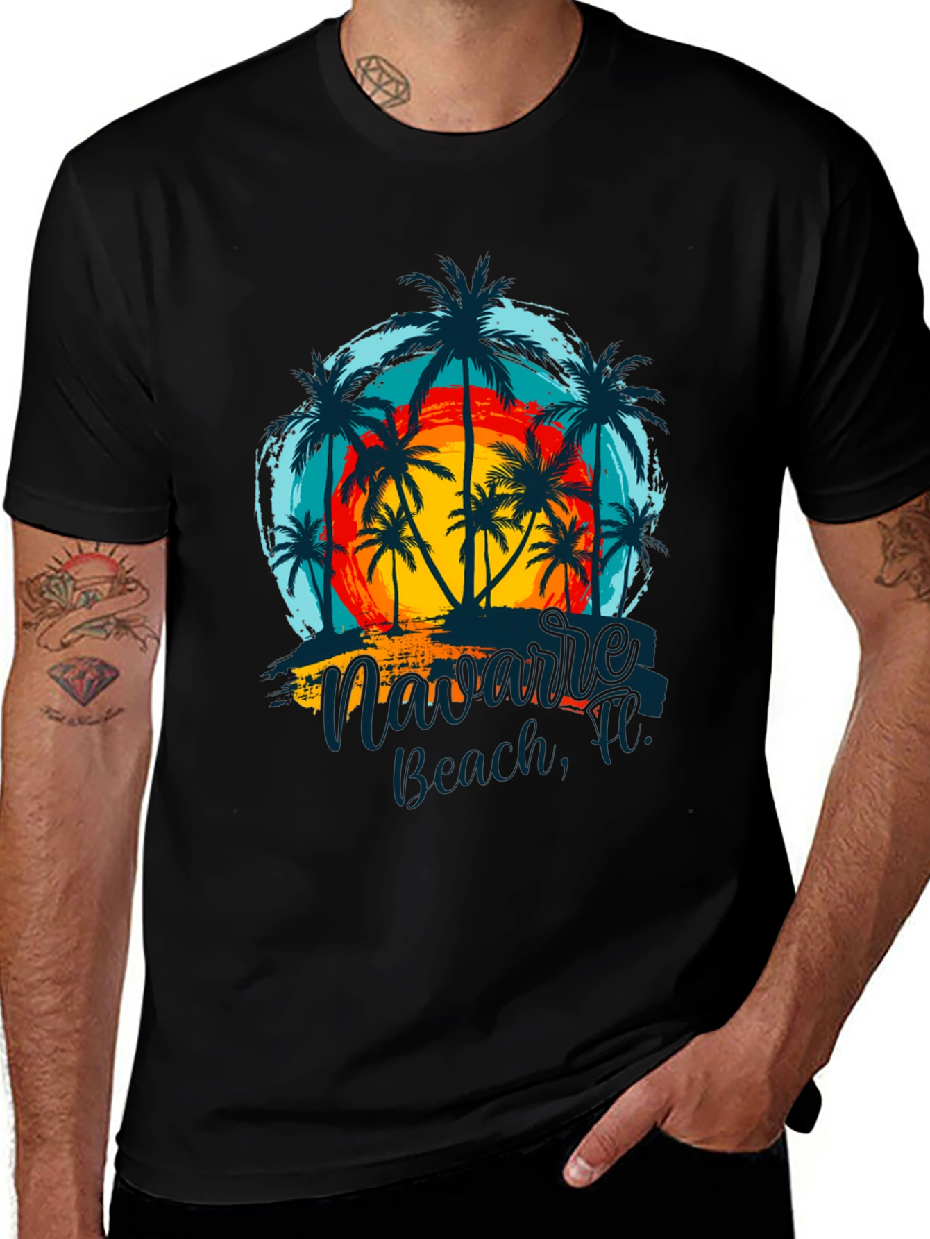 Navarre Beach Palm Tree Graphic Tee
