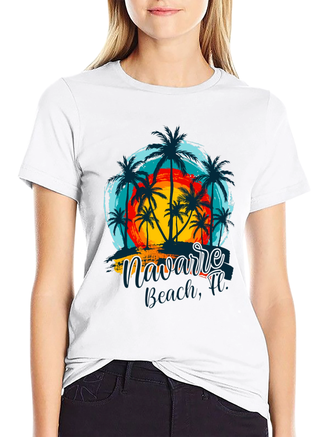 Navarre Beach Palm Tree Graphic Tee