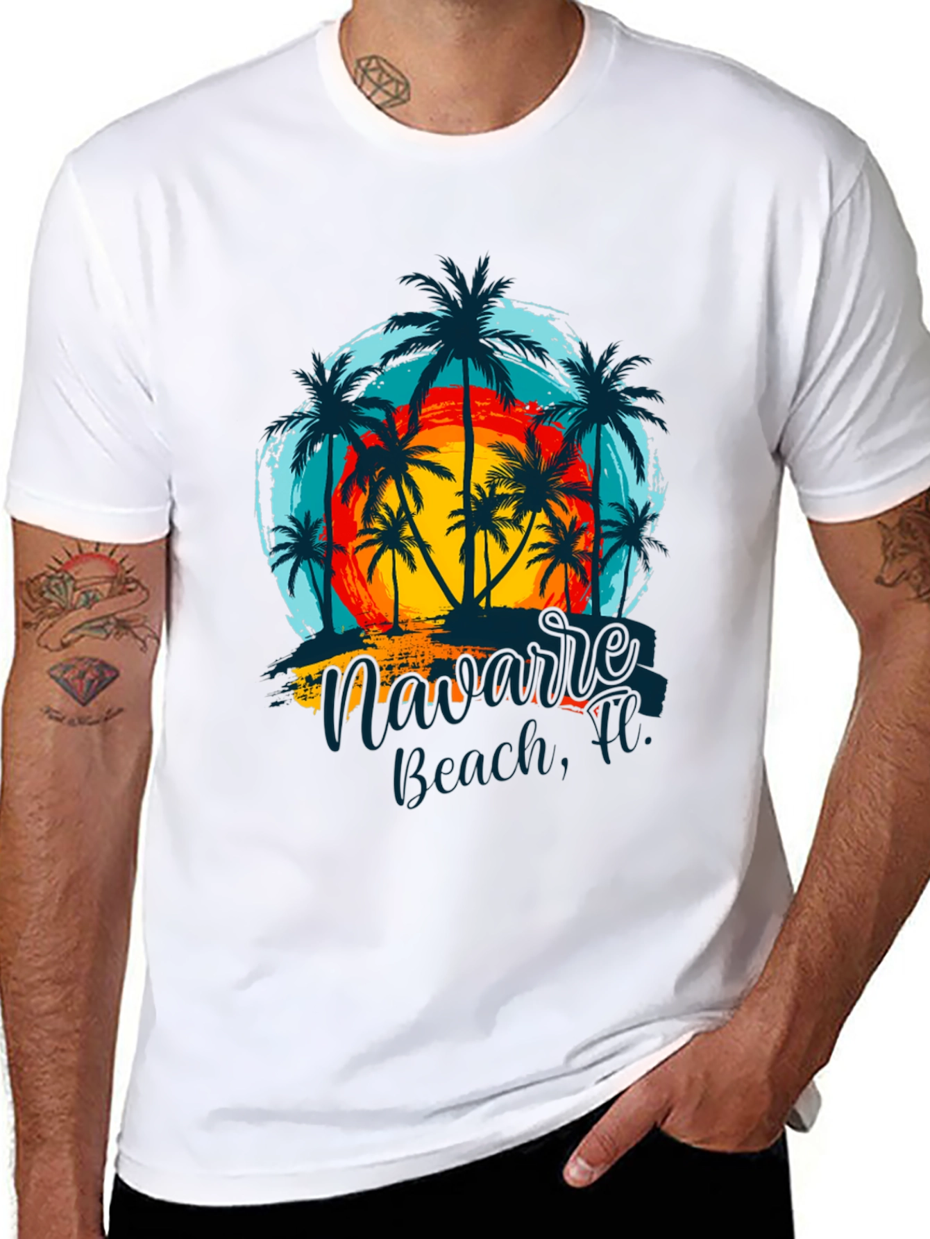 Navarre Beach Palm Tree Graphic Tee
