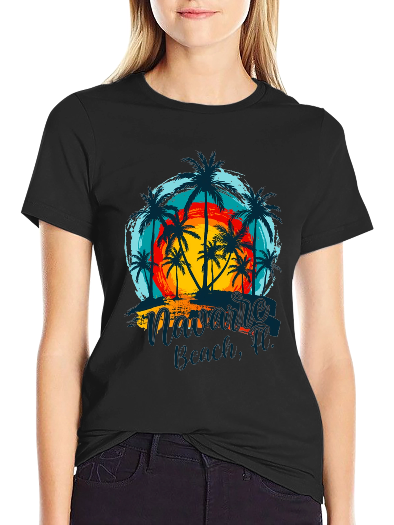 Navarre Beach Palm Tree Graphic Tee