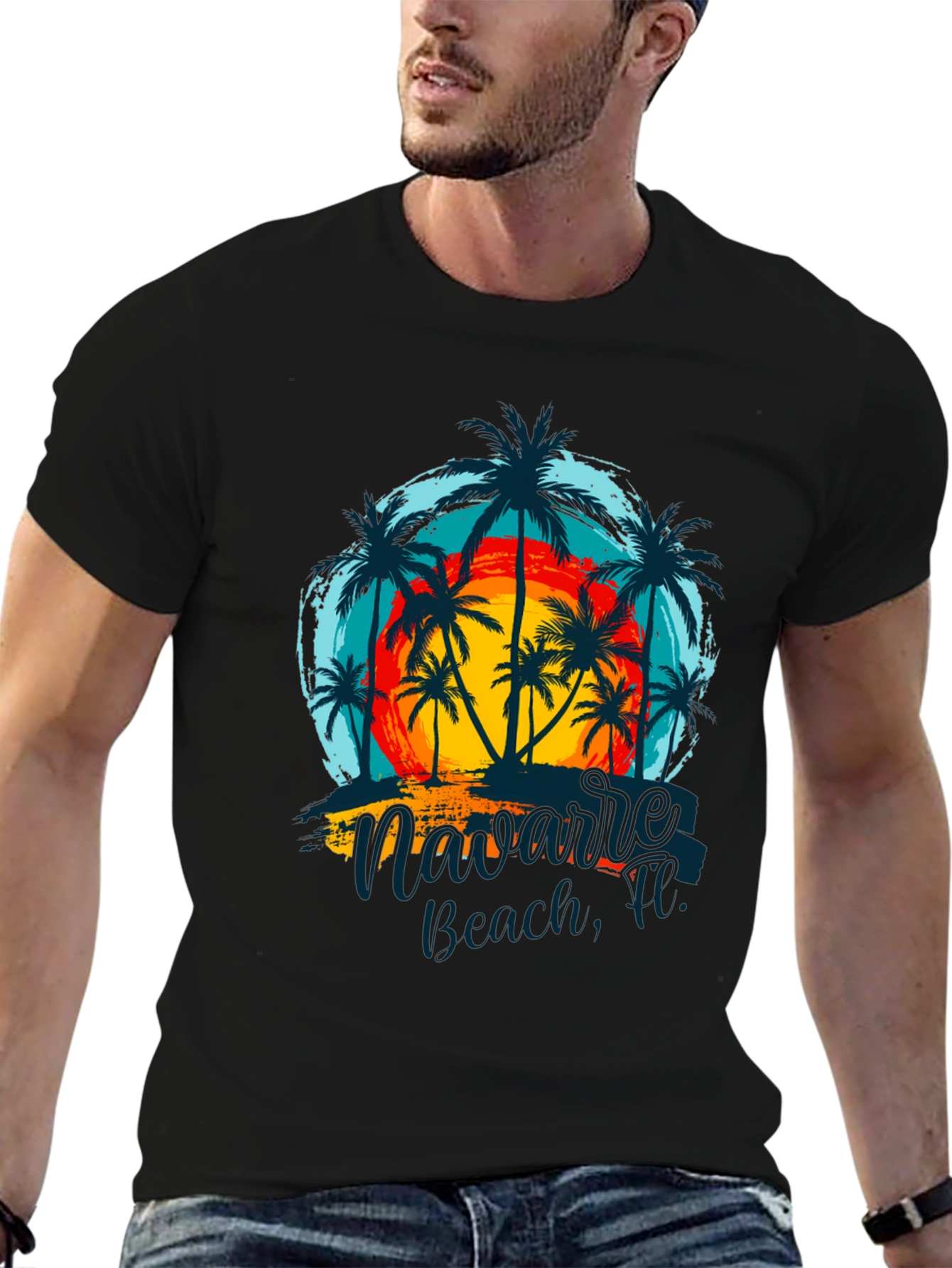 Navarre Beach Palm Tree Graphic Tee