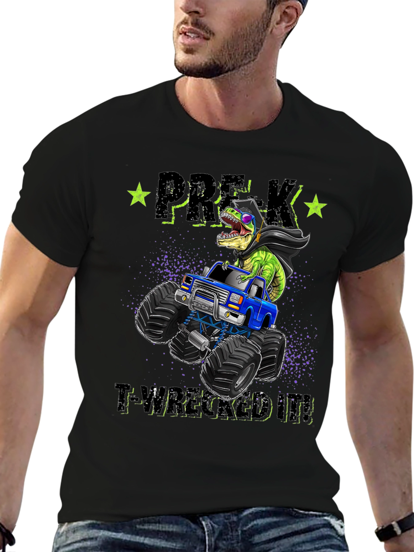 Pre-K T-Wreaked It! Monster Truck Dinosaur T-Shirt