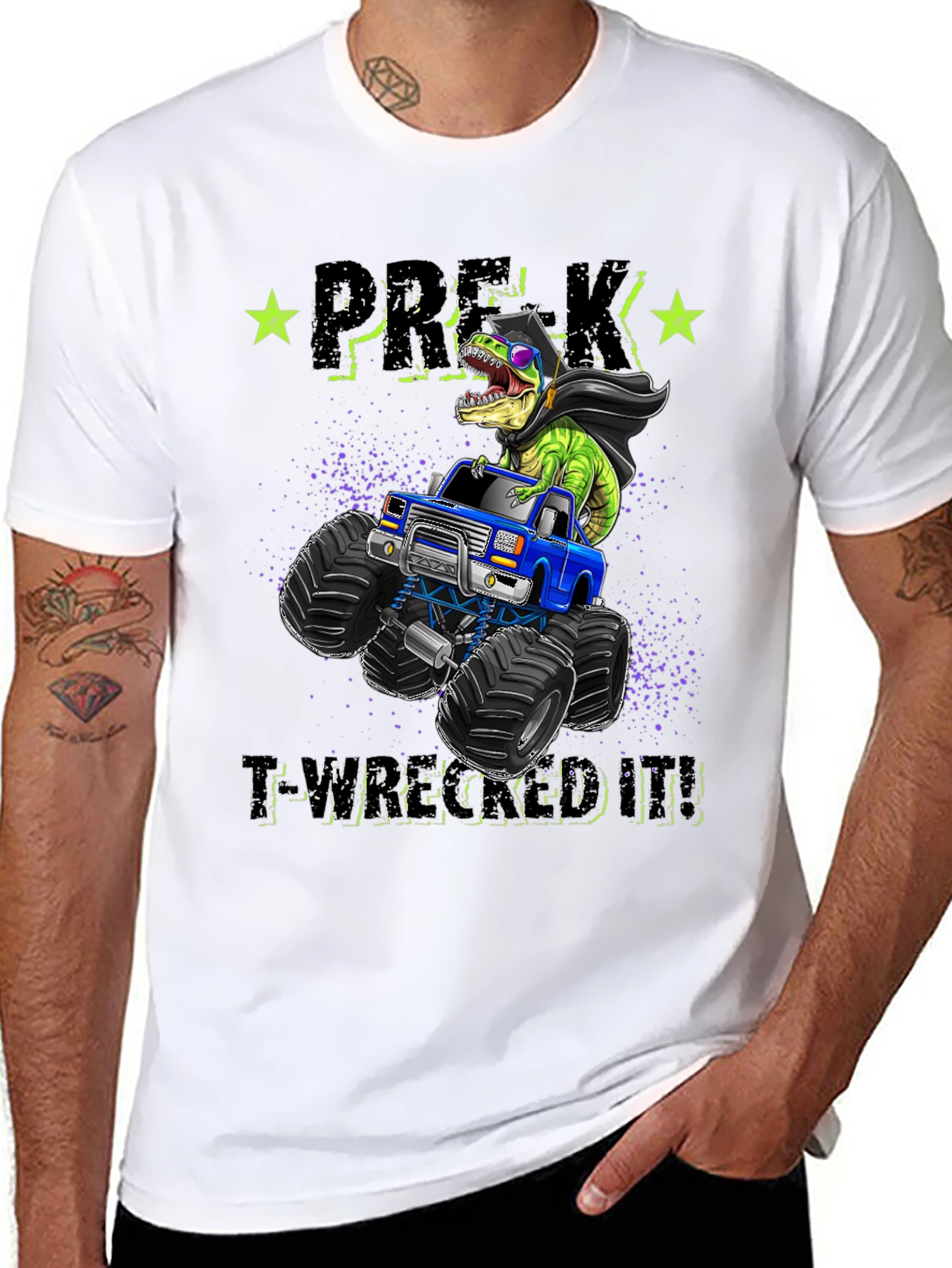 Pre-K T-Wreaked It! Monster Truck Dinosaur T-Shirt