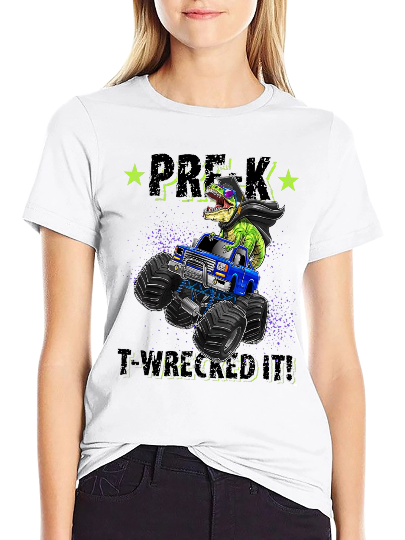 Pre-K T-Wreaked It! Monster Truck Dinosaur T-Shirt