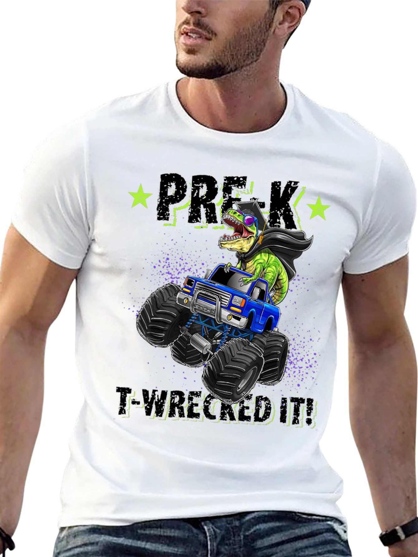 Pre-K T-Wreaked It! Monster Truck Dinosaur T-Shirt