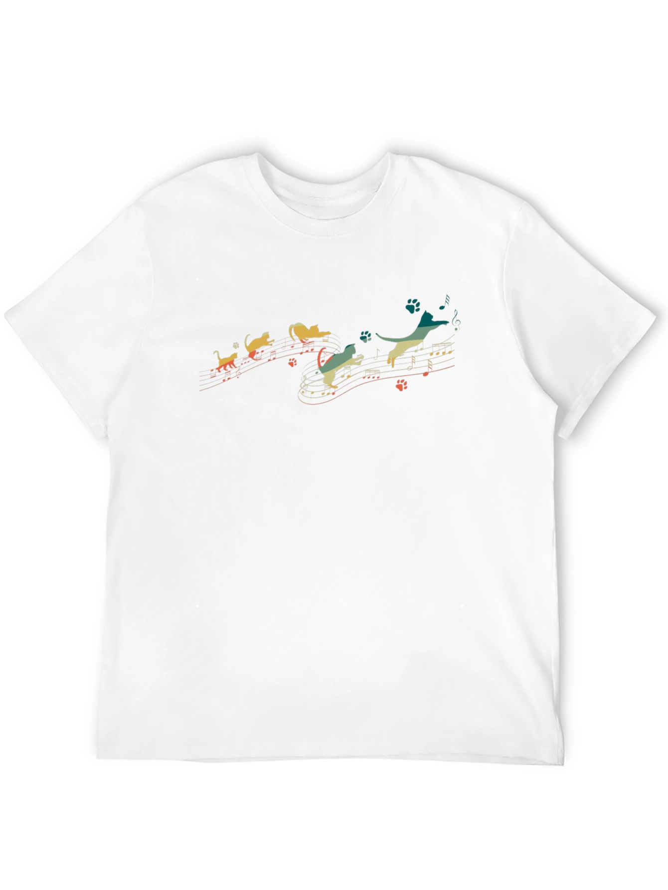 Musical Cats and Dogs Graphic Black T-Shirt