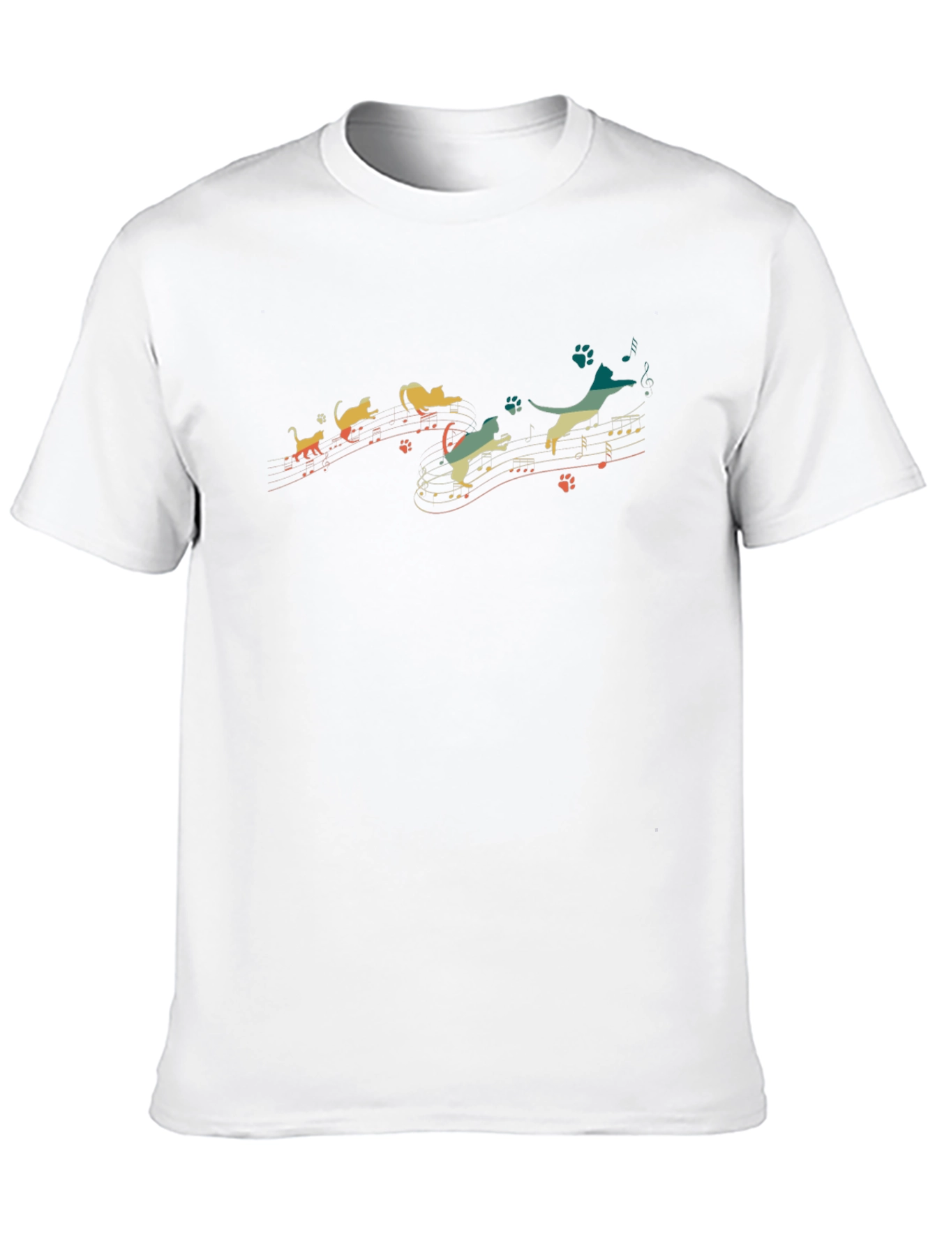 Musical Cats and Dogs Graphic Black T-Shirt