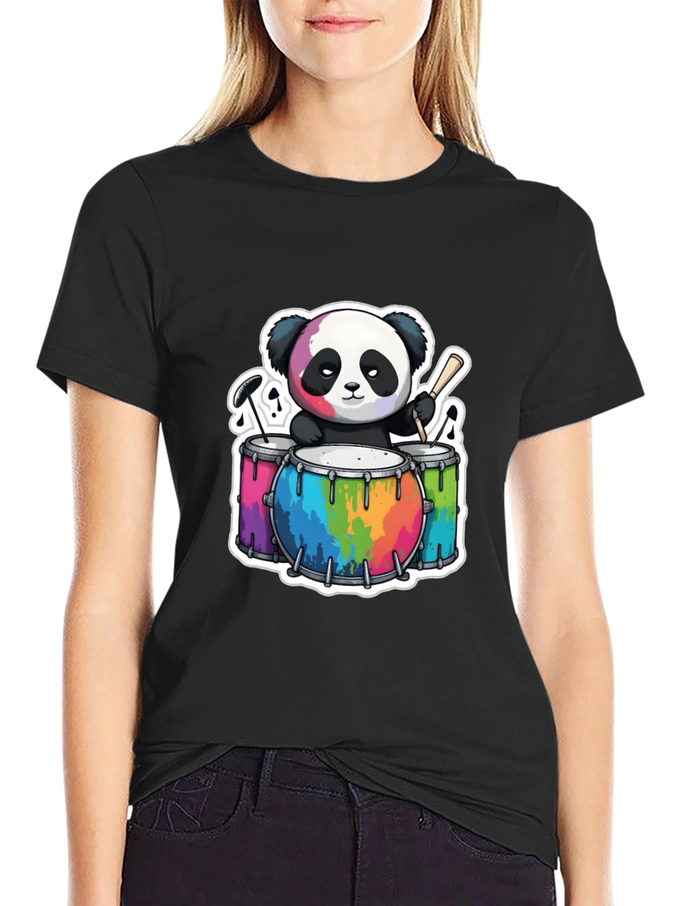 Cool Panda Drummer Graphic T-Shirt