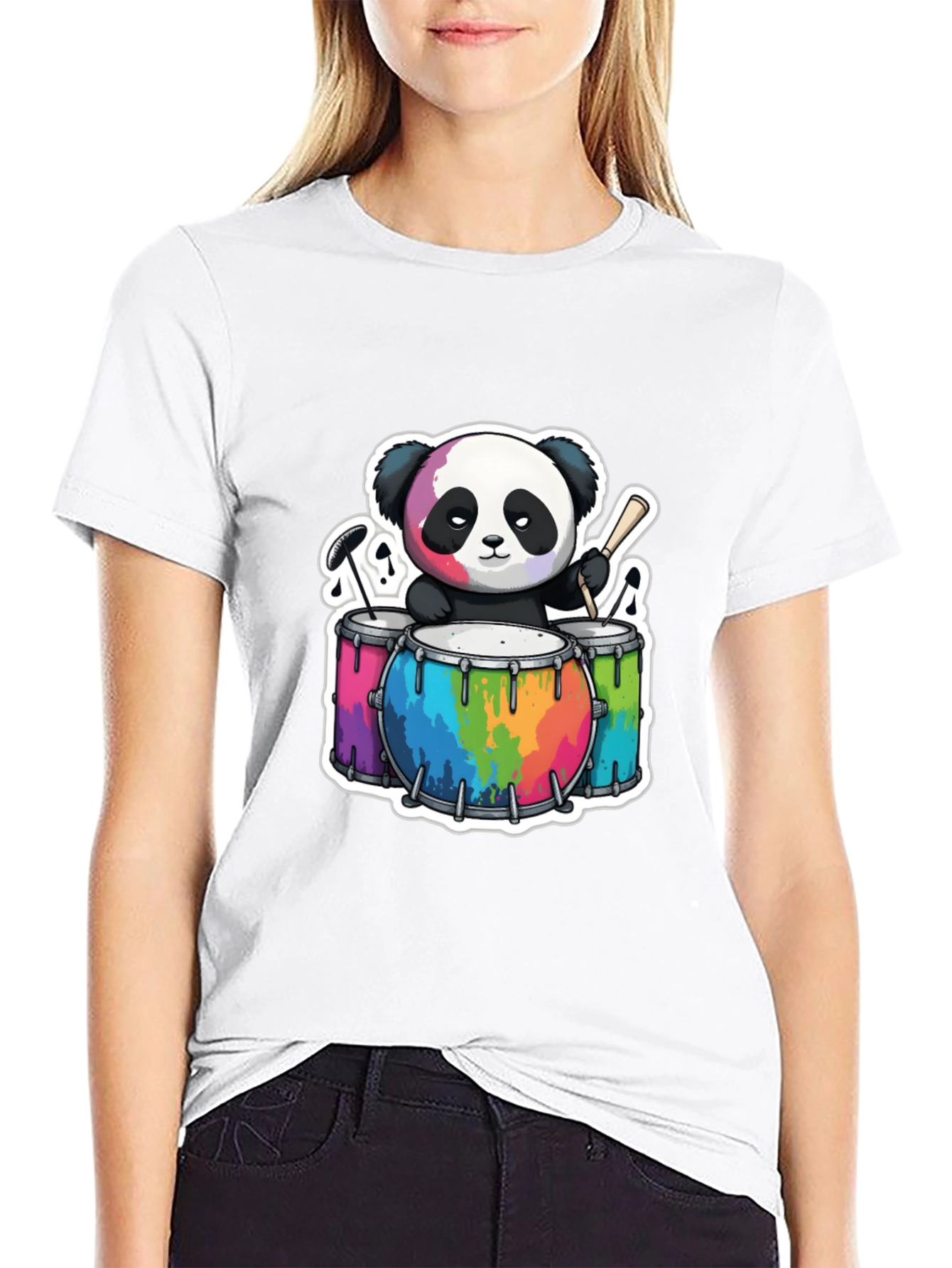 Cool Panda Drummer Graphic T-Shirt