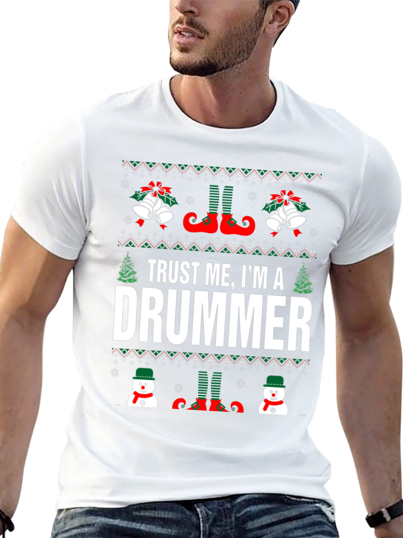 Trust Me Im a Drummer Christmas Graphic Tee