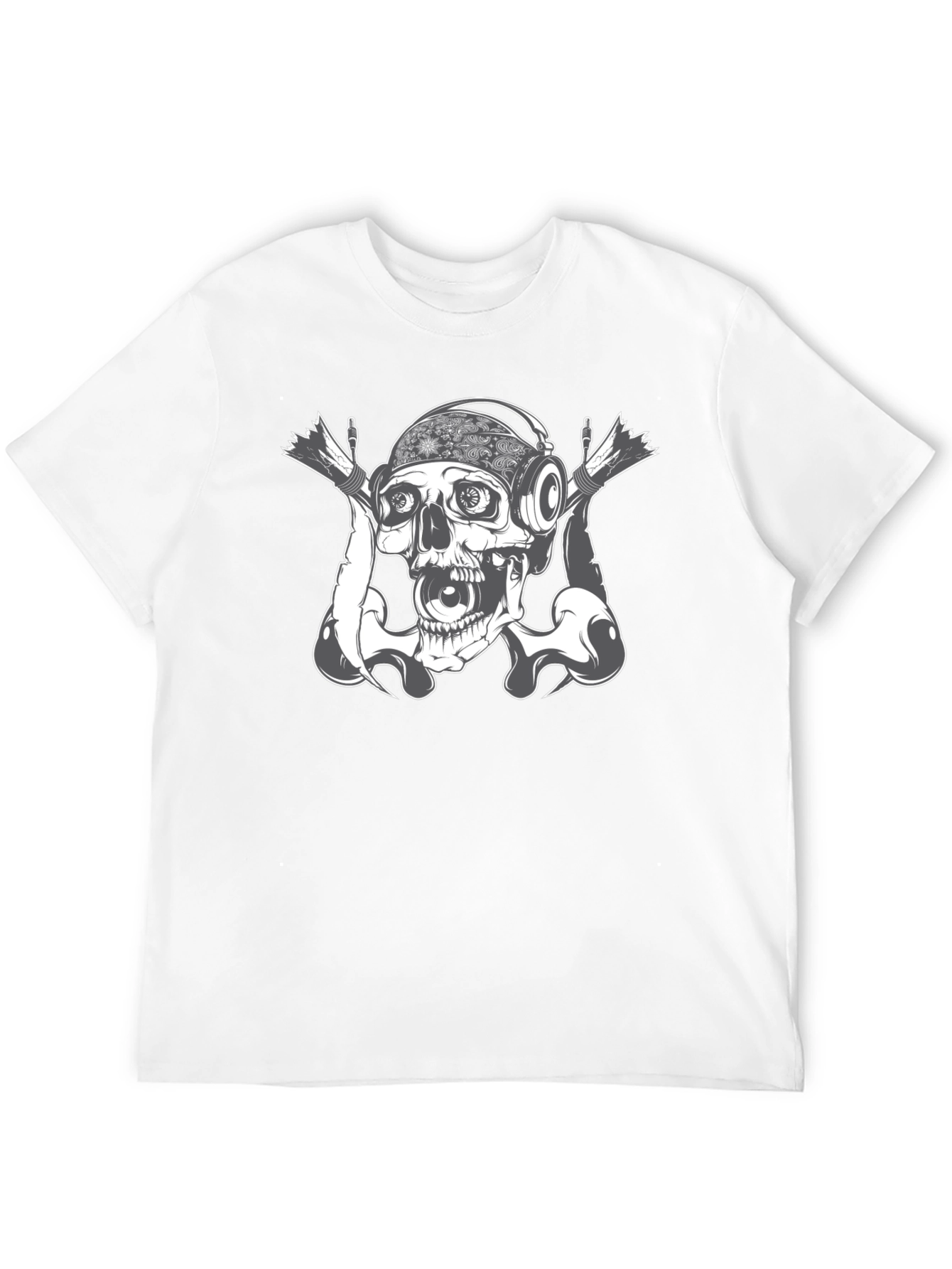 Skull DJ Graphic T-Shirt - Black