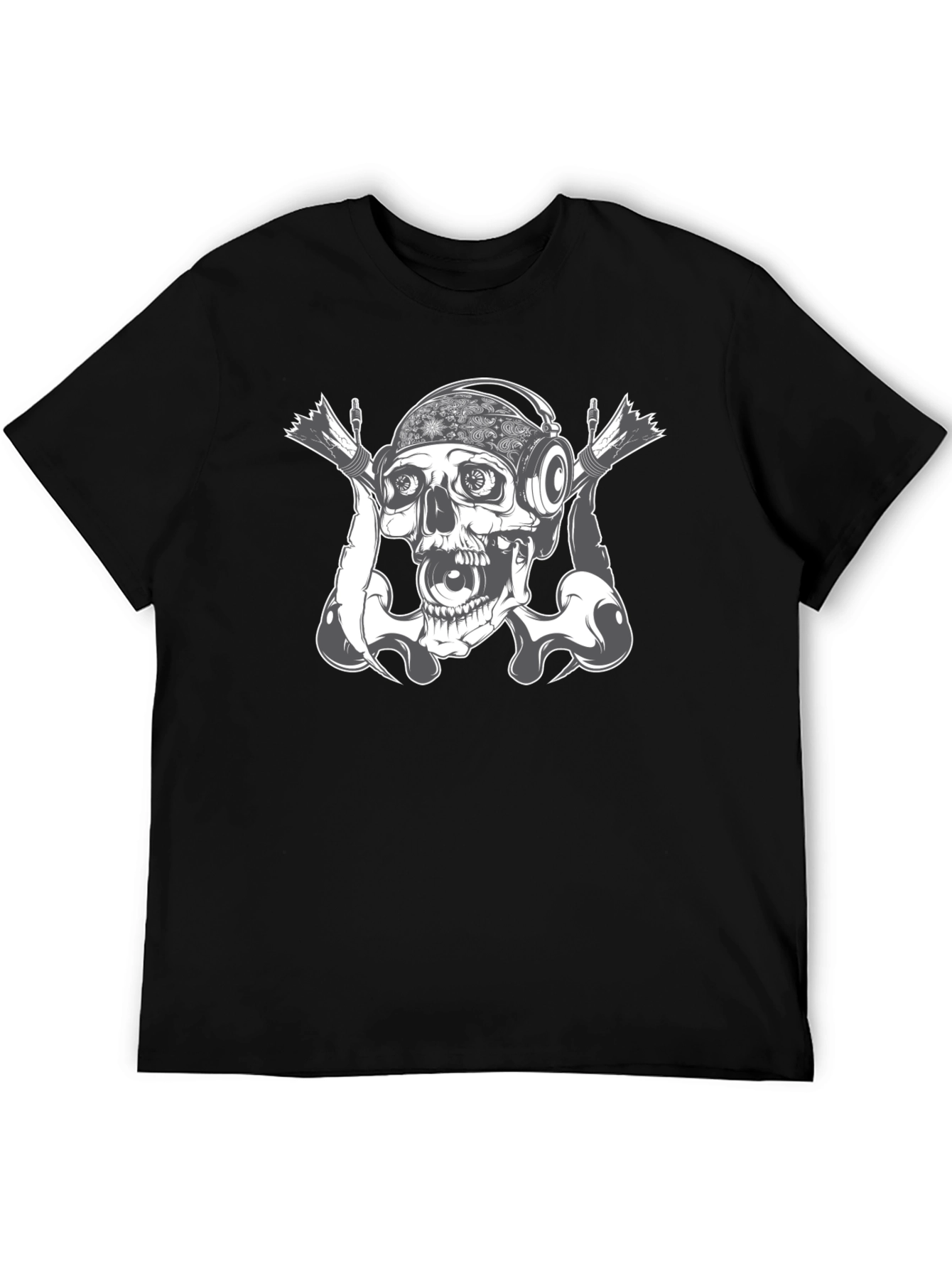 Skull DJ Graphic T-Shirt - Black