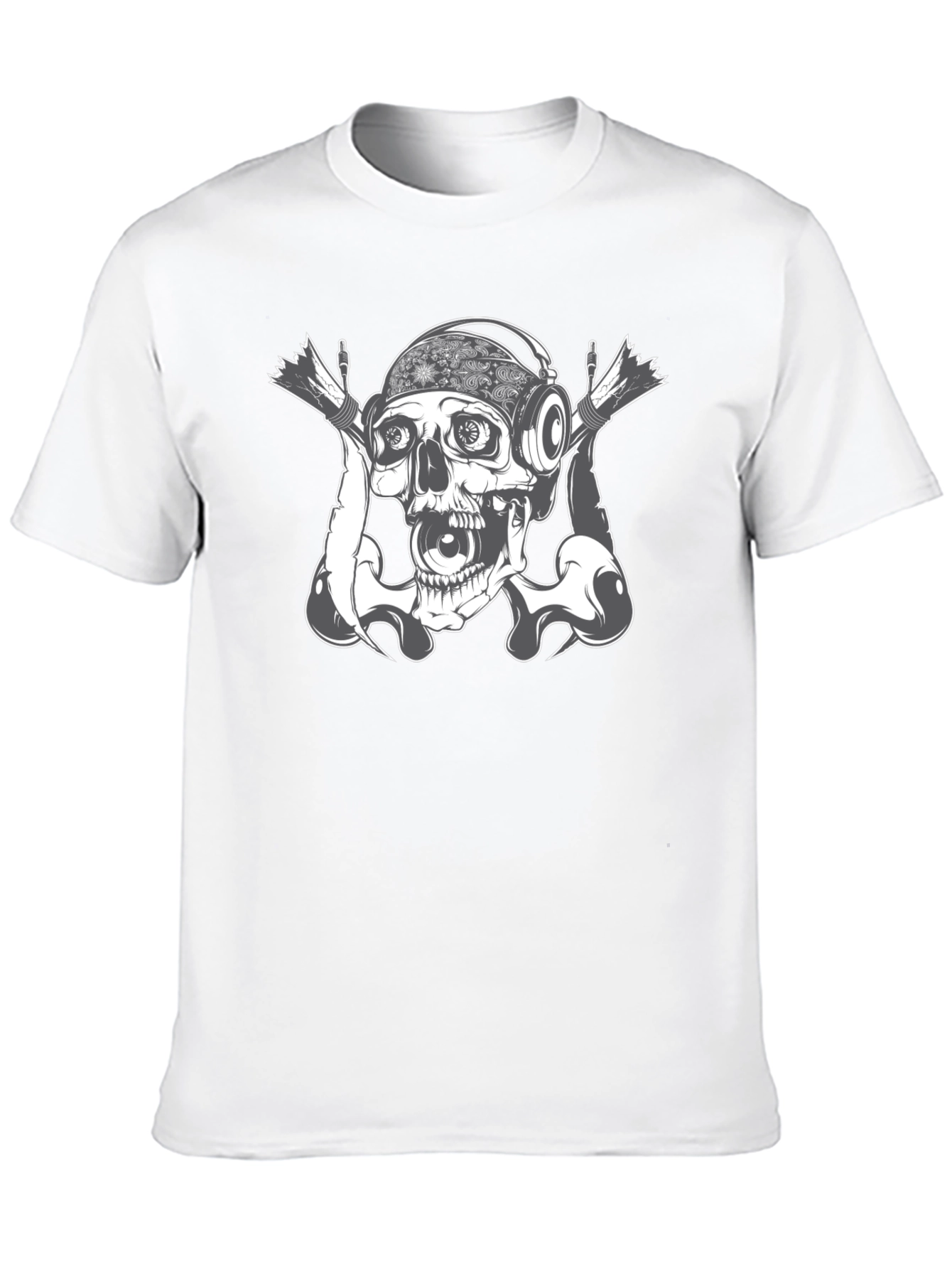 Skull DJ Graphic T-Shirt - Black