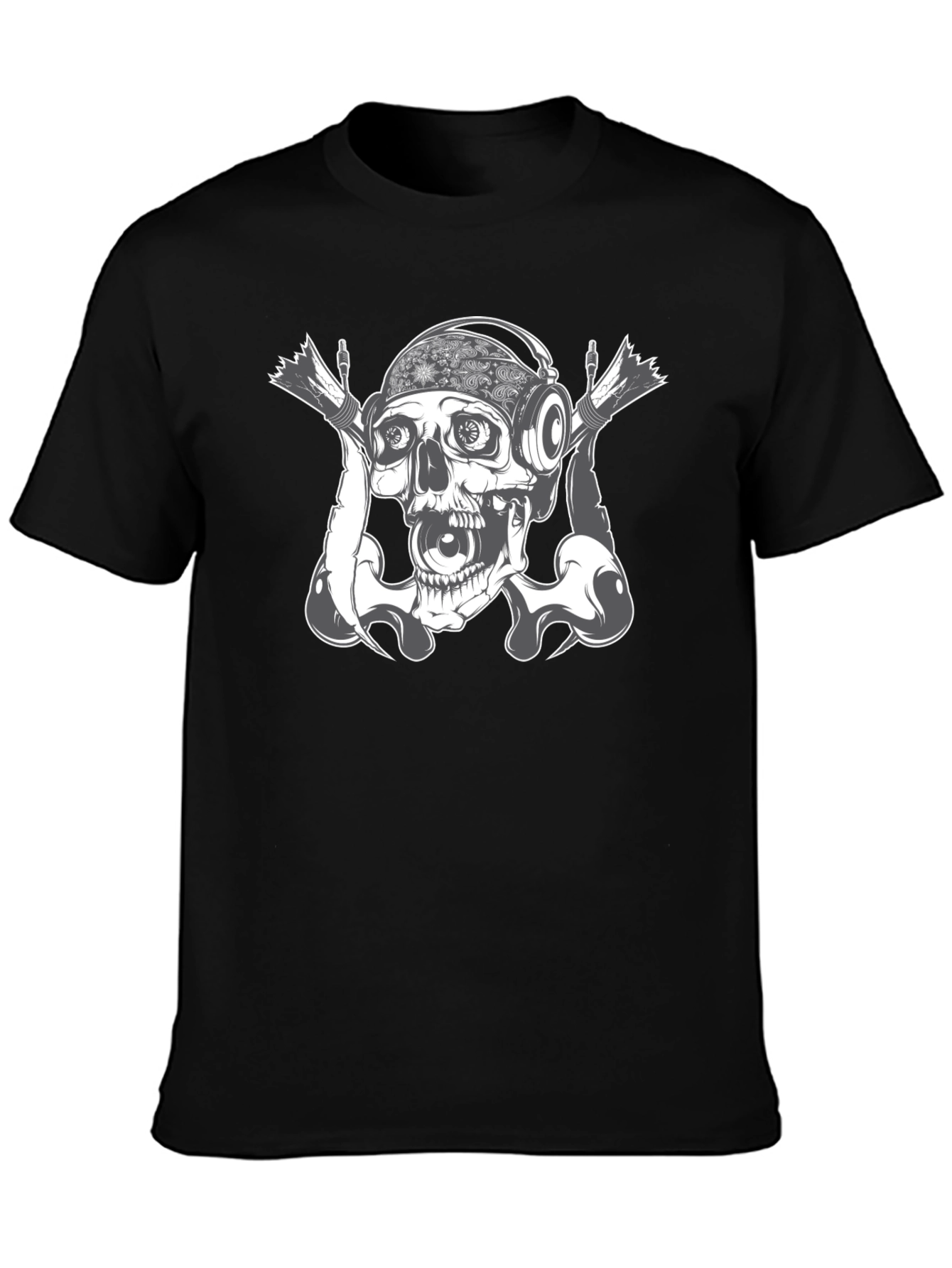 Skull DJ Graphic T-Shirt - Black