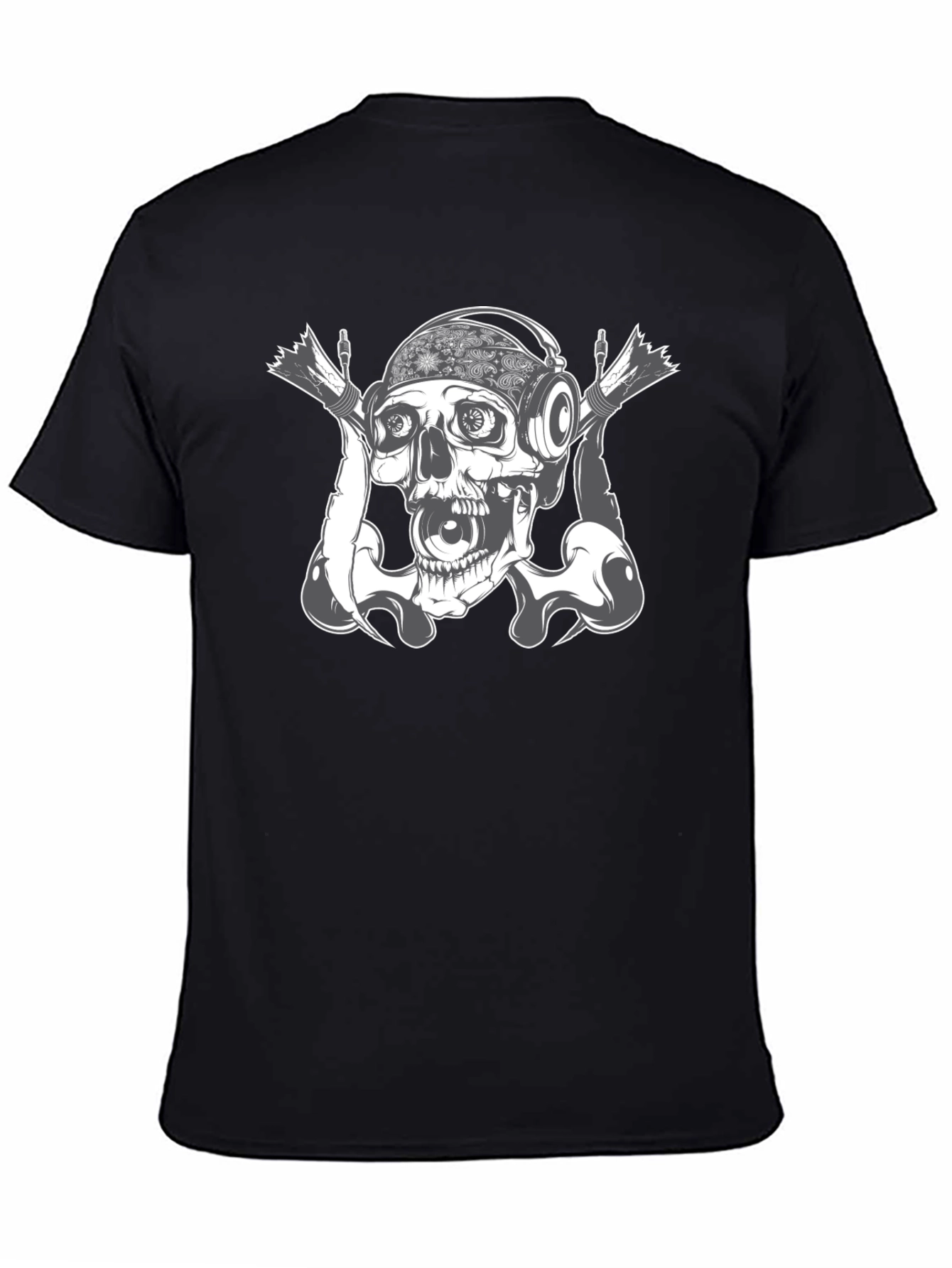 Skull DJ Graphic T-Shirt - Black
