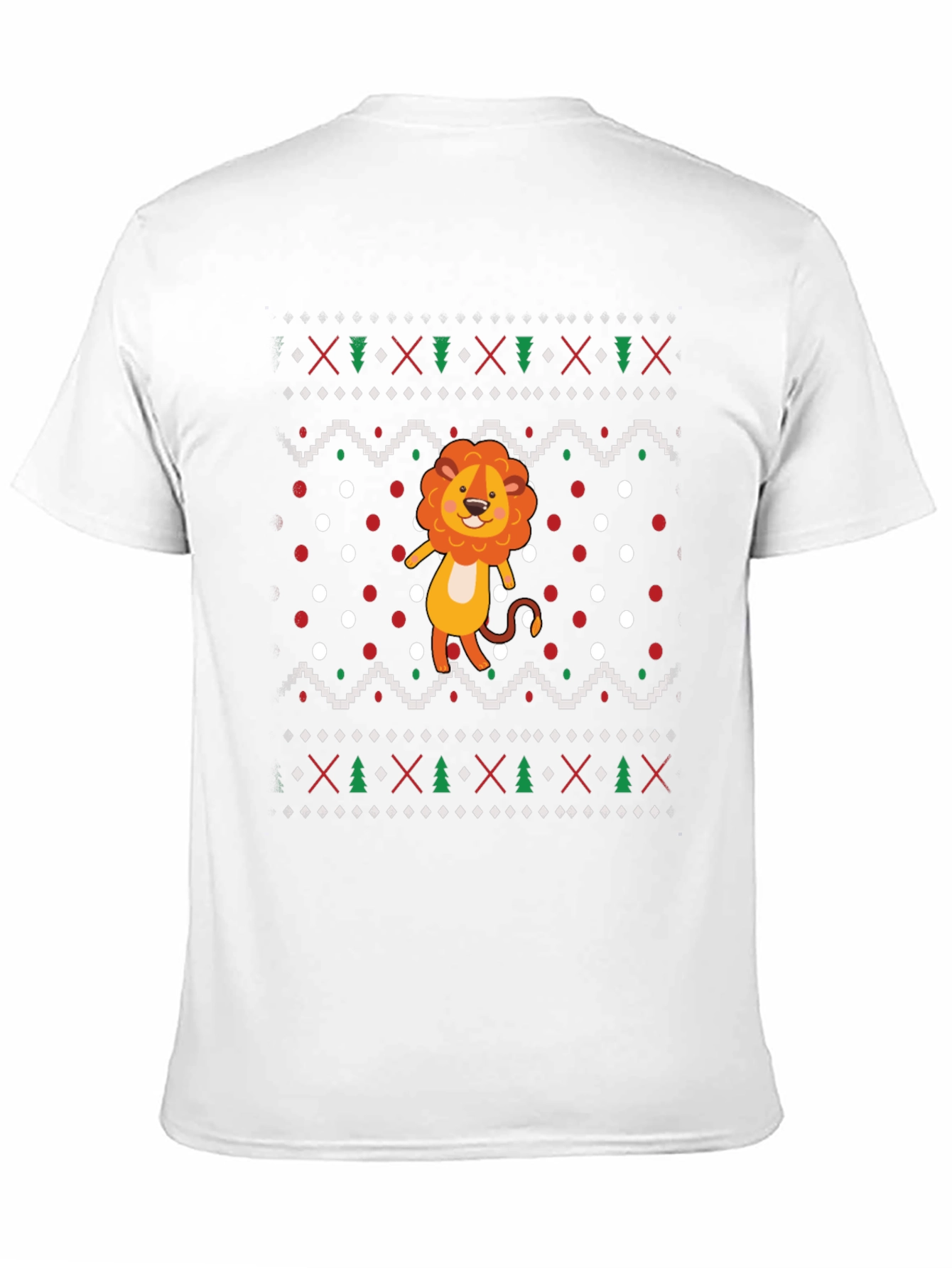 Lion Ugly Christmas Sweater Style Black T-Shirt