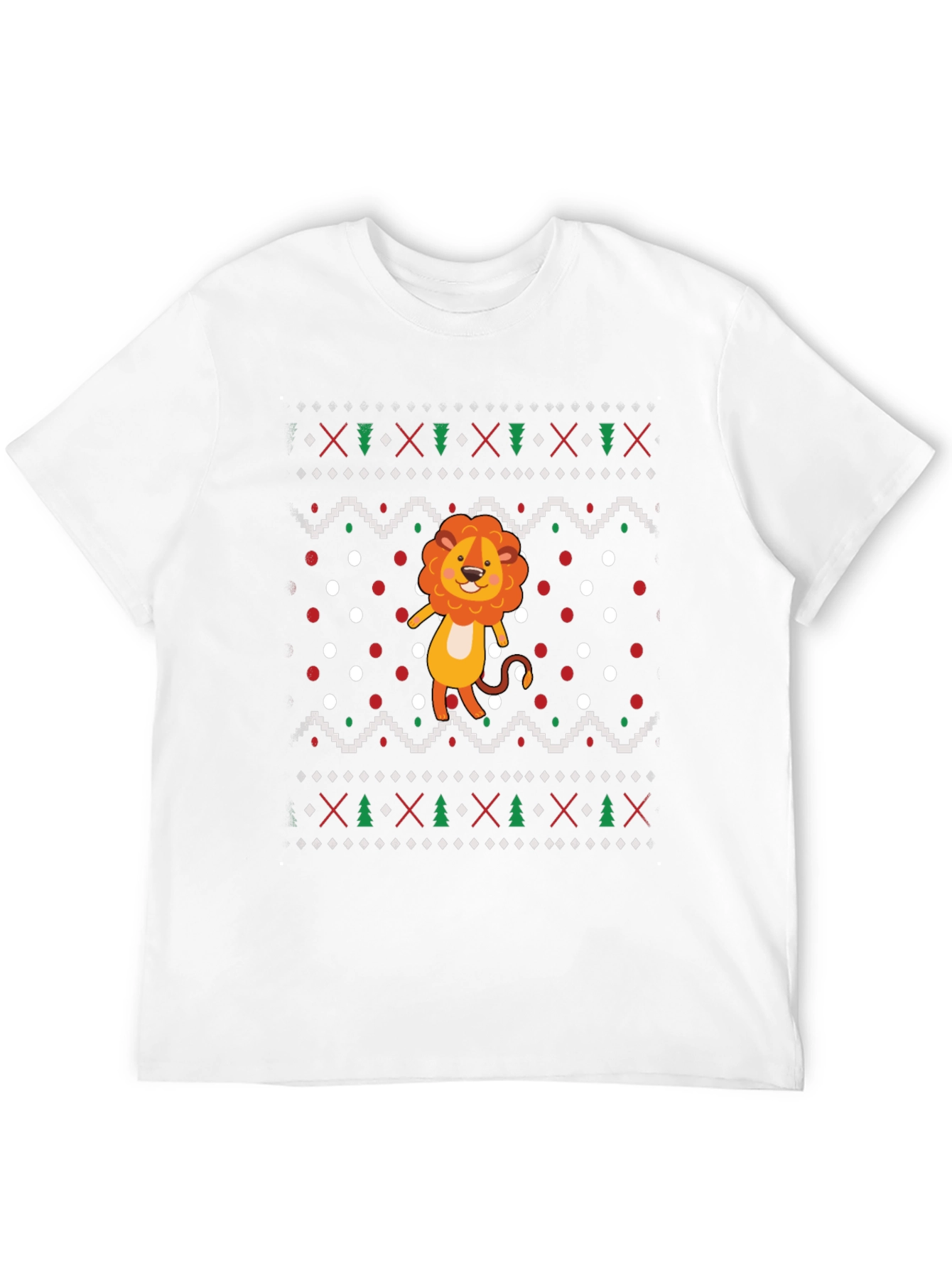 Lion Ugly Christmas Sweater Style Black T-Shirt