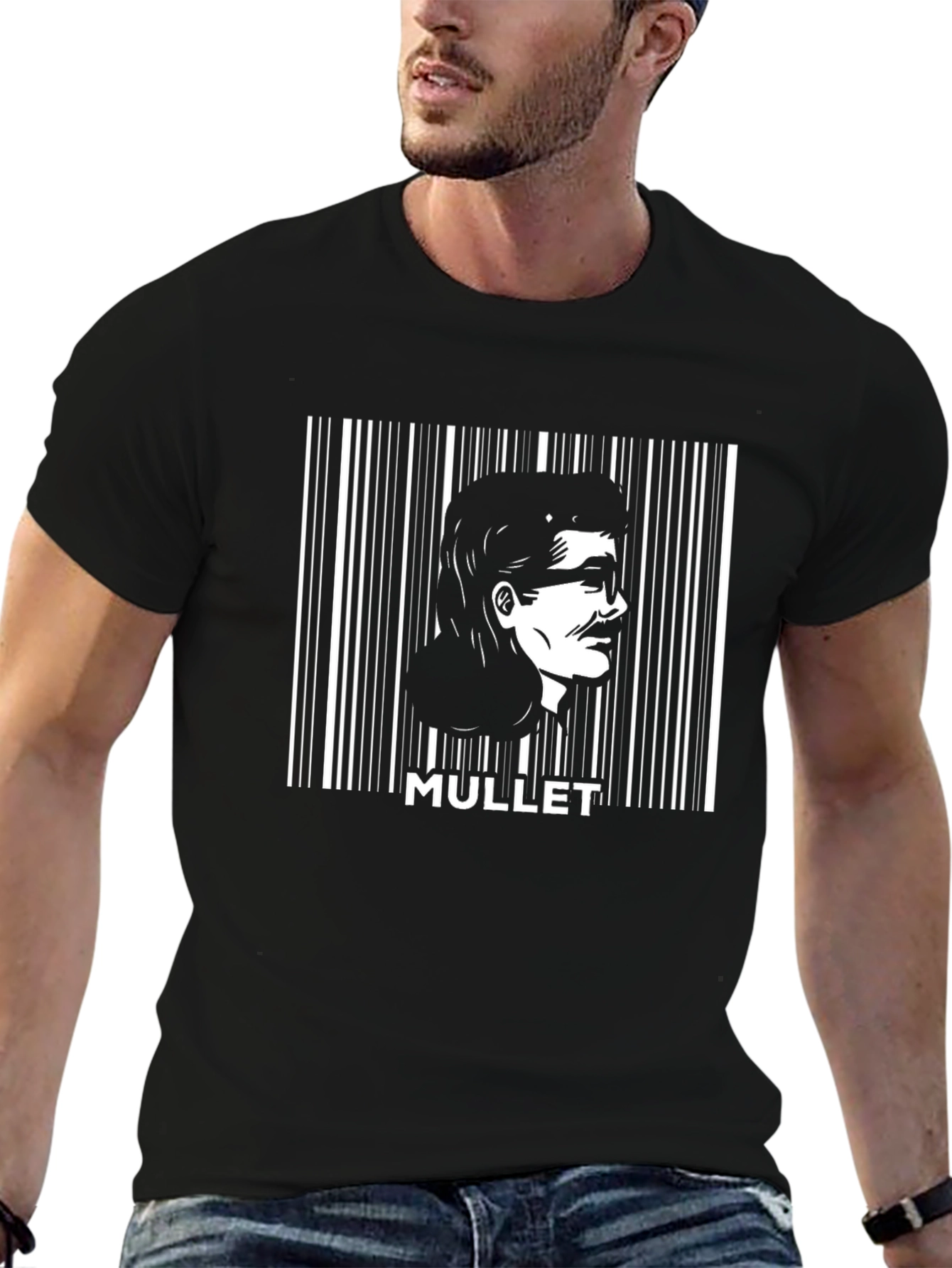 Mullet Barcode Graphic Tee - Retro Style