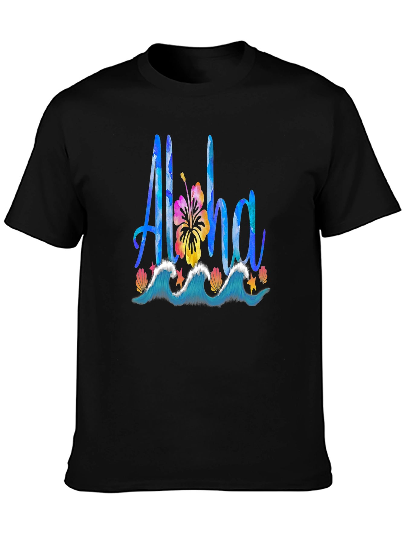 Aloha Graphic Tee: Tropical Waves & Hibiscus