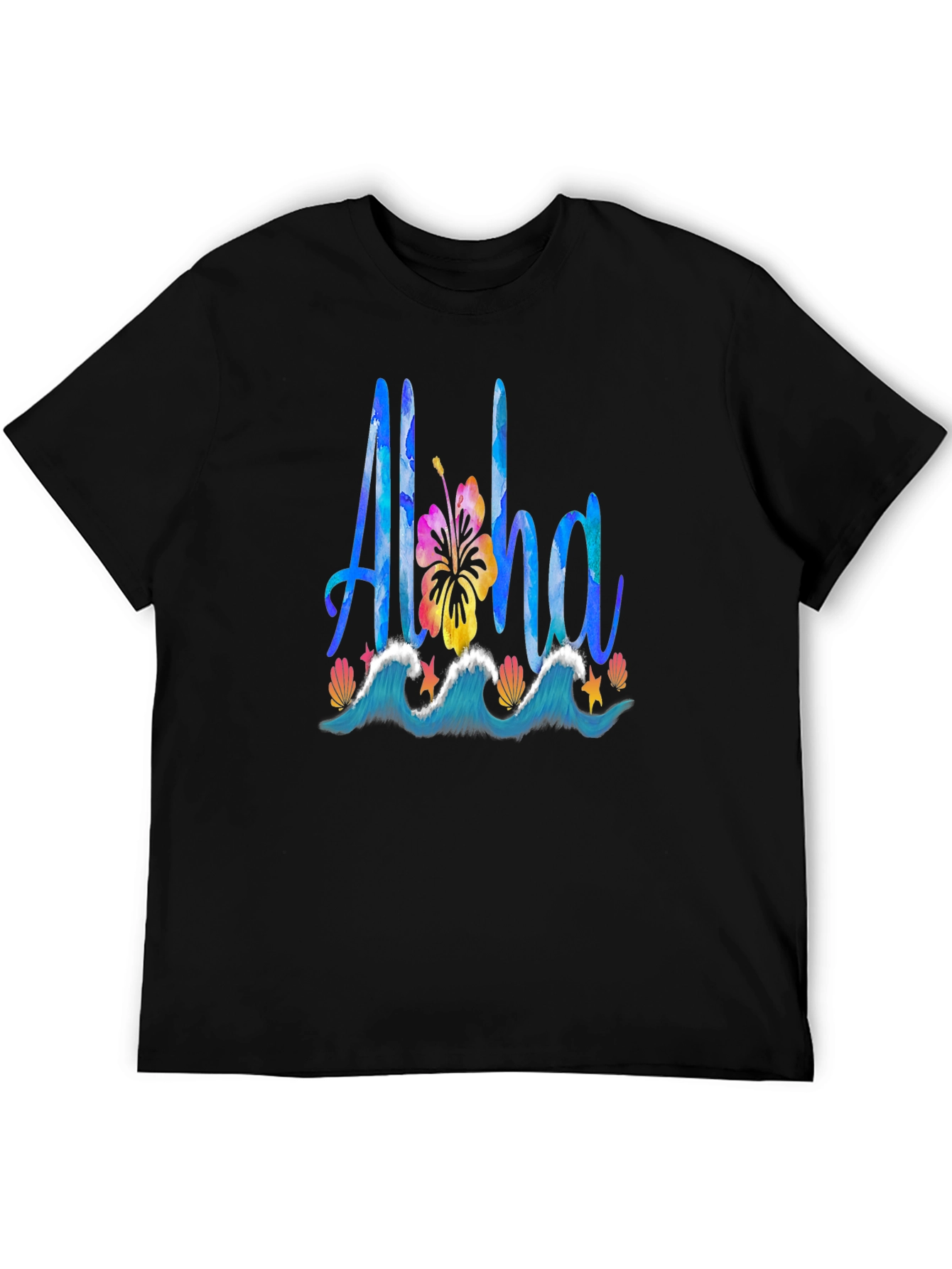 Aloha Graphic Tee: Tropical Waves & Hibiscus