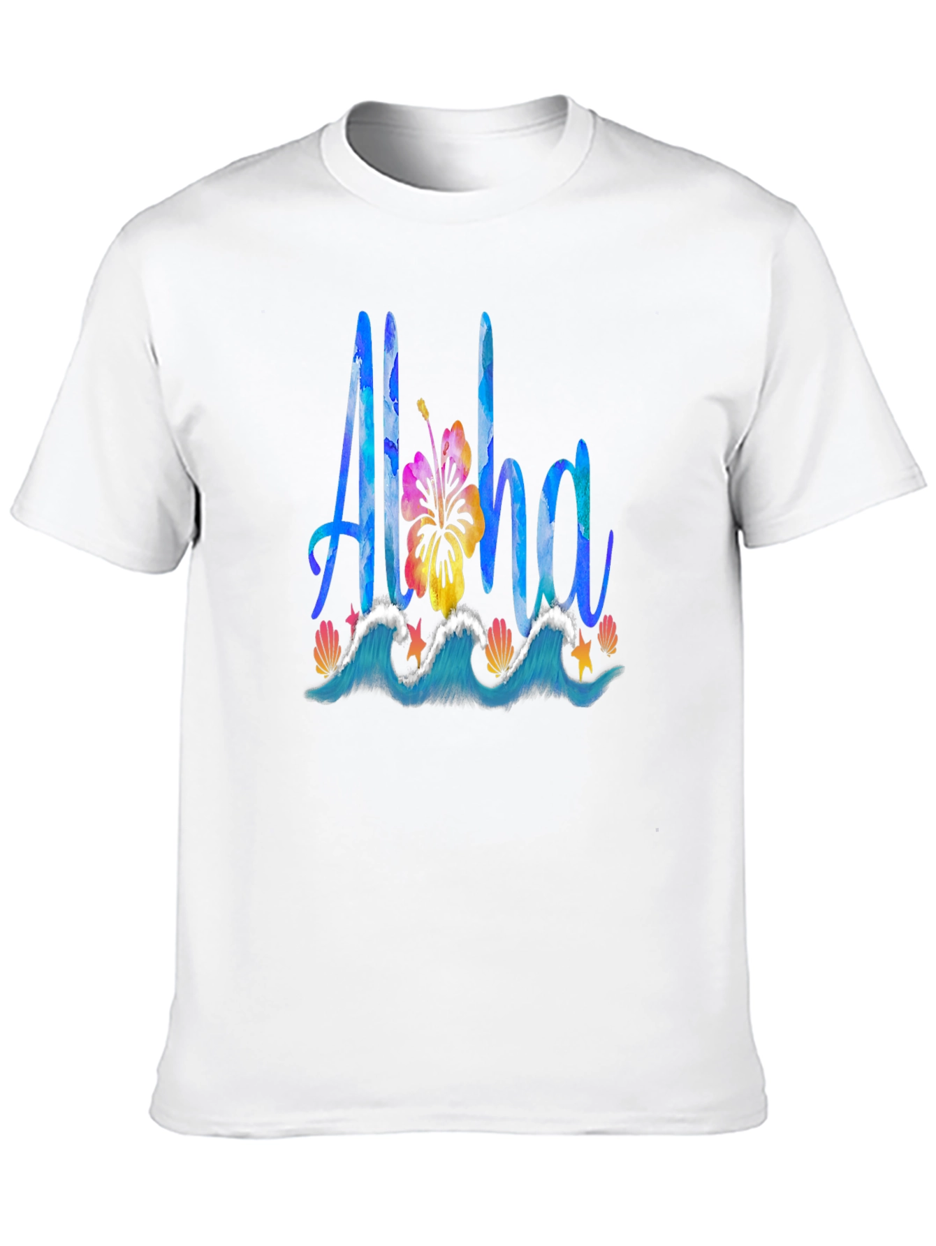 Aloha Graphic Tee: Tropical Waves & Hibiscus