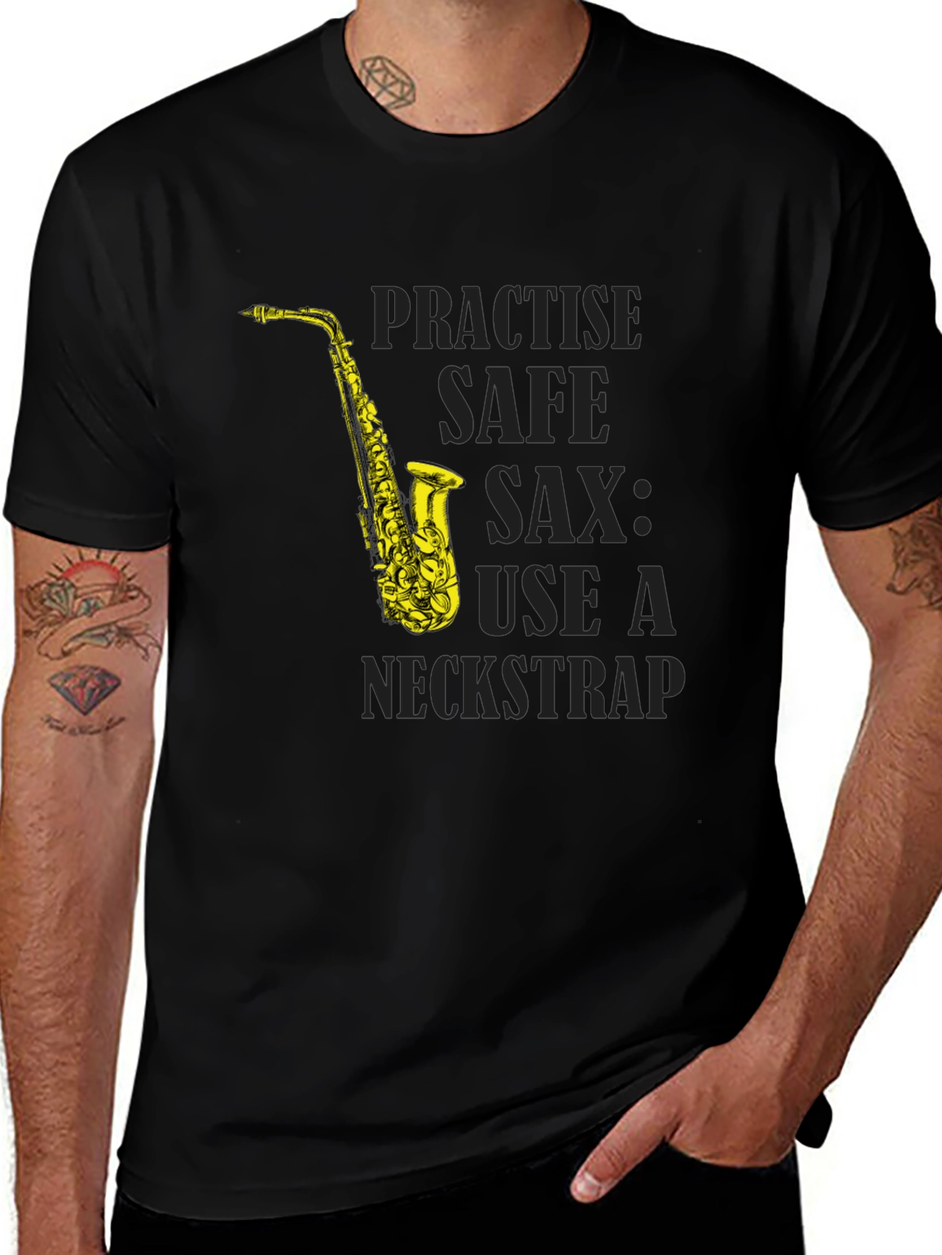Practice Safe Sax Funny Music T-Shirt