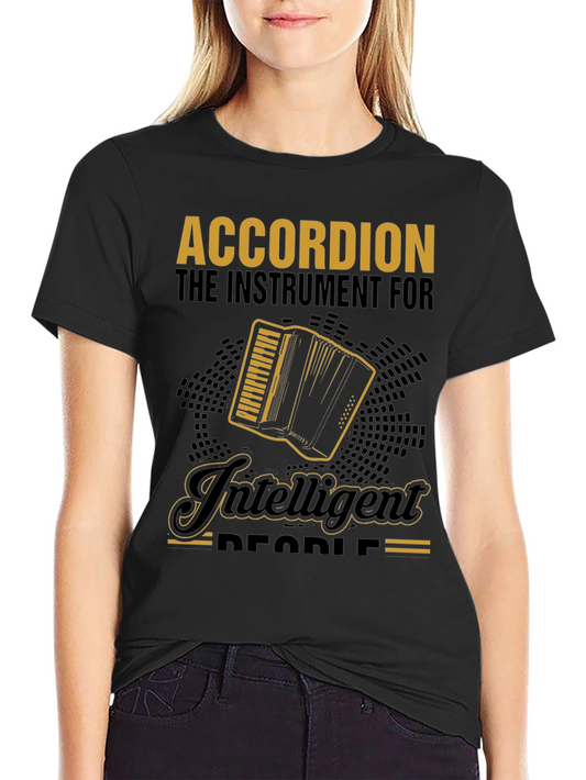Accordion Instrument Intelligent People Black T-Shirt