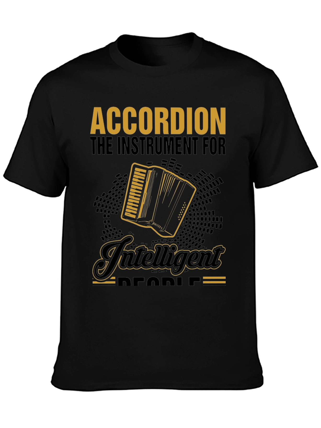 Accordion Instrument Intelligent People Black T-Shirt
