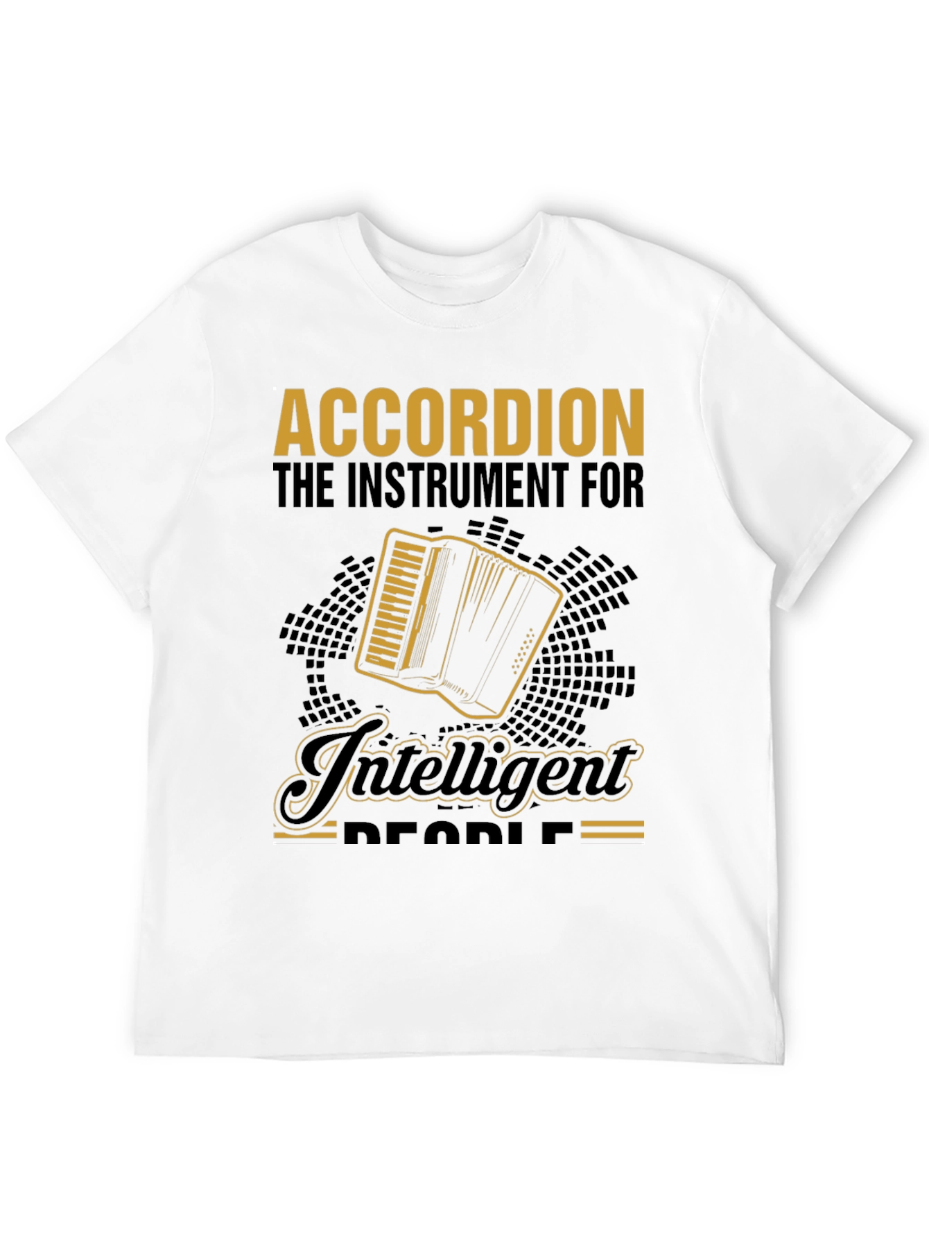 Accordion Instrument Intelligent People Black T-Shirt