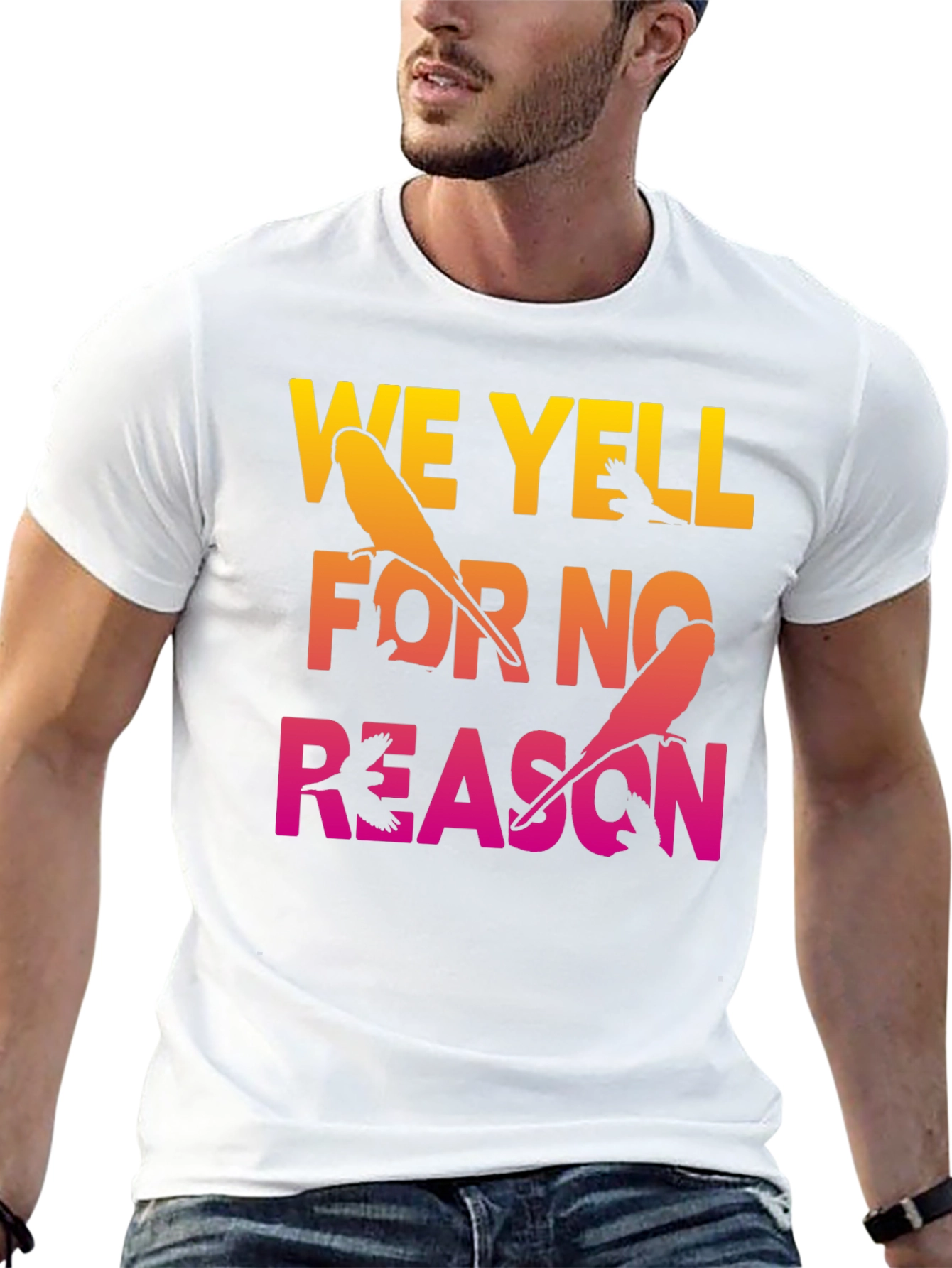 We Yell For No Reason Parrot Graphic Tee